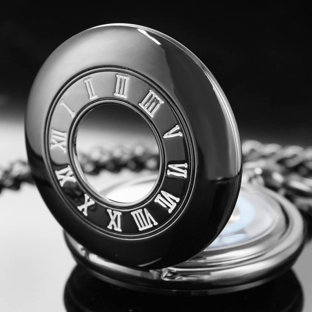 Alwesam Alwesam Steampunk Vintage Mechanical Hand-Wind Roman Carved Case Design with Chain and Box Ideal Gift for Collectors - View 5 of 7