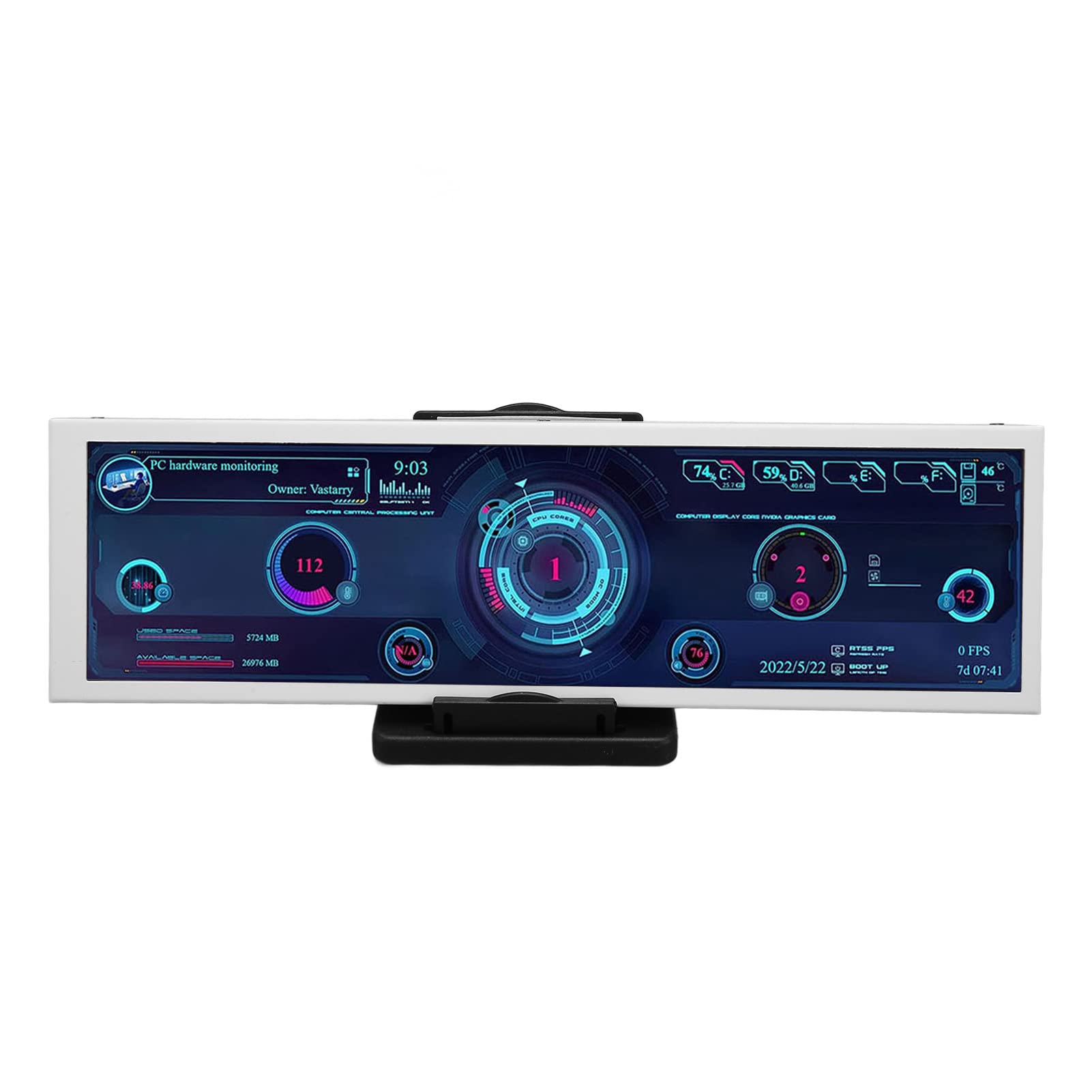 8.8 Inch Computer Temperature Monitor, AIDA64 CPU GPU SSD Data Monitor, for LinuxWindows, Touchscreen PC Sensor Panel Display, Computer Case