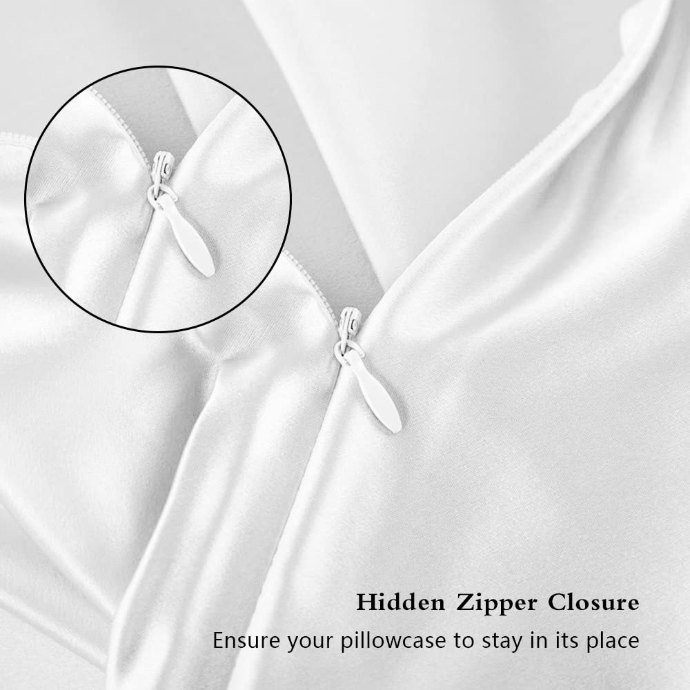 DKBslik Silk Pillowcase 2 Pack Mulberry Silk Queen Size Anti Acne Pillowcases for Hair and Skin Natural Gifts for Women Men with Hidden Zipper White - View 3 of 8