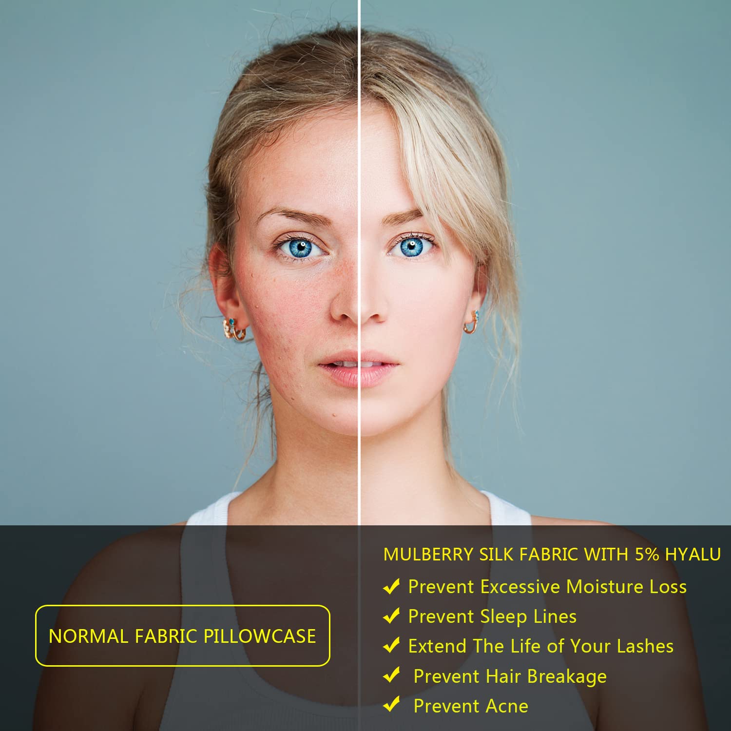 DKBslik Silk Pillowcase 2 Pack Mulberry Silk Queen Size Anti Acne Pillowcases for Hair and Skin Natural Gifts for Women Men with Hidden Zipper White - View 4 of 8