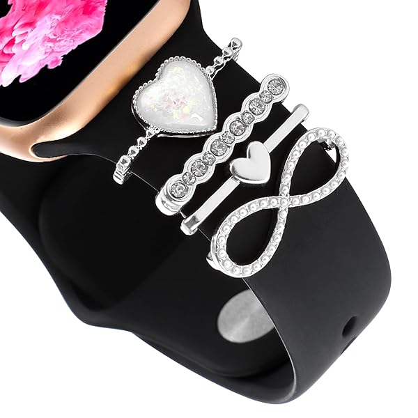 REALSIGN Decorative Apple Watch Band Charms & Loops - Metal Diamond Accessories for Series 1-8, SE, Ultra (No Band Included) - View 4 of 8