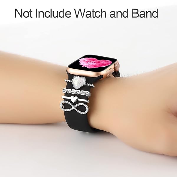 REALSIGN Decorative Apple Watch Band Charms & Loops - Metal Diamond Accessories for Series 1-8, SE, Ultra (No Band Included) - View 6 of 8