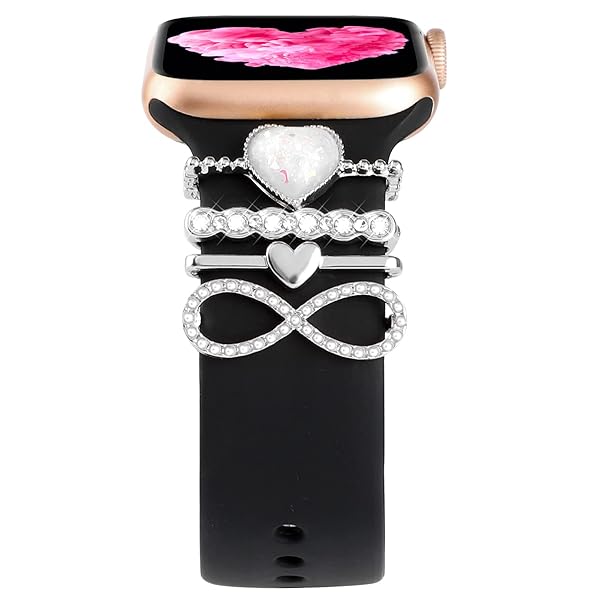 Decorative Apple Watch Band Charms & Loops - Metal Diamond Accessories for Series 1-8, SE, Ultra (No Band Included)