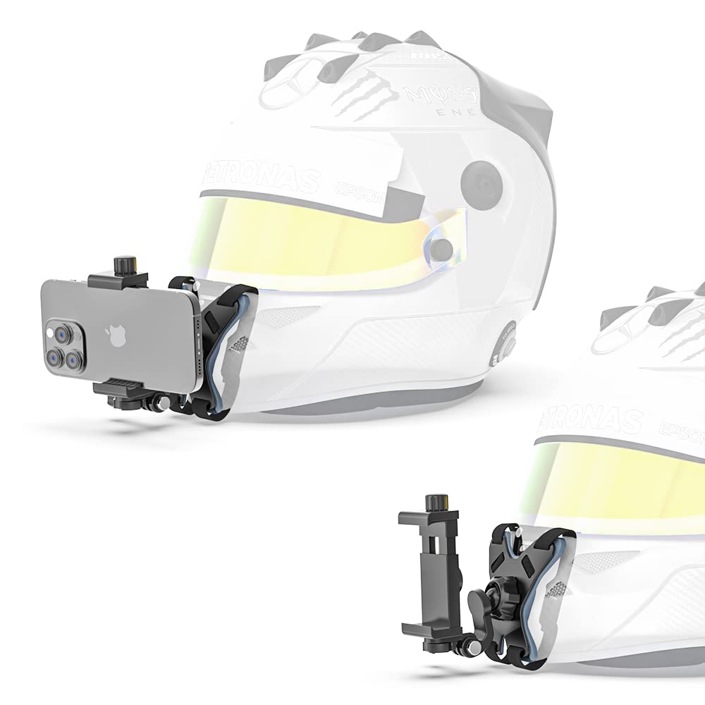 SOH Mingying Updated Motorcycle Helmet Chin Strap Mount with Phone Clip Compatible with iPhone 15 Pro Max 14 13 Pro Max Mini Samsung,Google,LG,