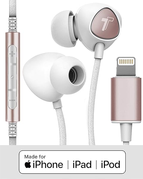 Thore Thore iPhone Earphones V110: MFi Certified Braided Lightning Earbuds for iPhone 12/13/14 Pro Max - Sweat/Water Resistant with Mic - View 7 of 7