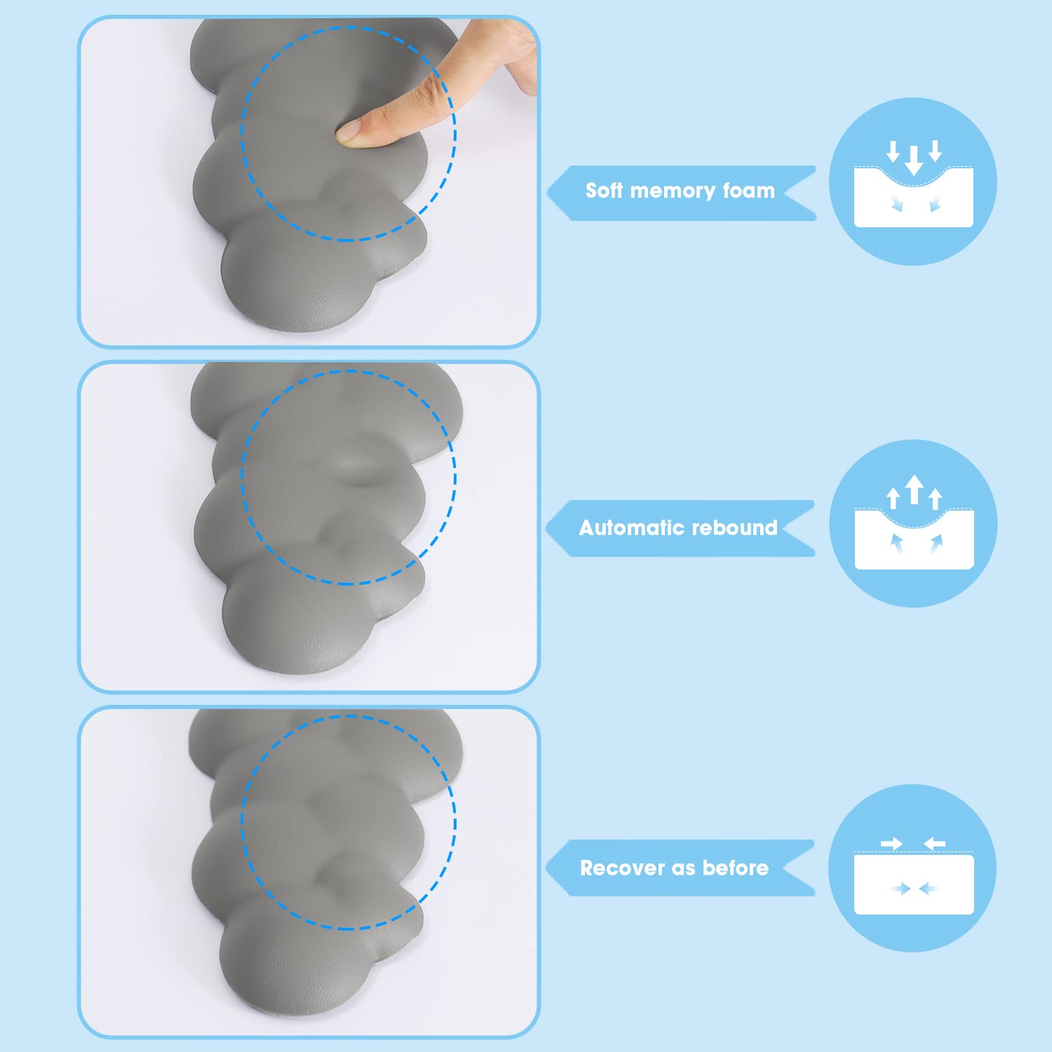 Keyboard Cloud Wrist Rest,PU High Density Memory Foam with Non-Slip Base for Typing Pain Relief,Ergonomic Keyboard Pad with Wrist Support for Home - View 2 of 8