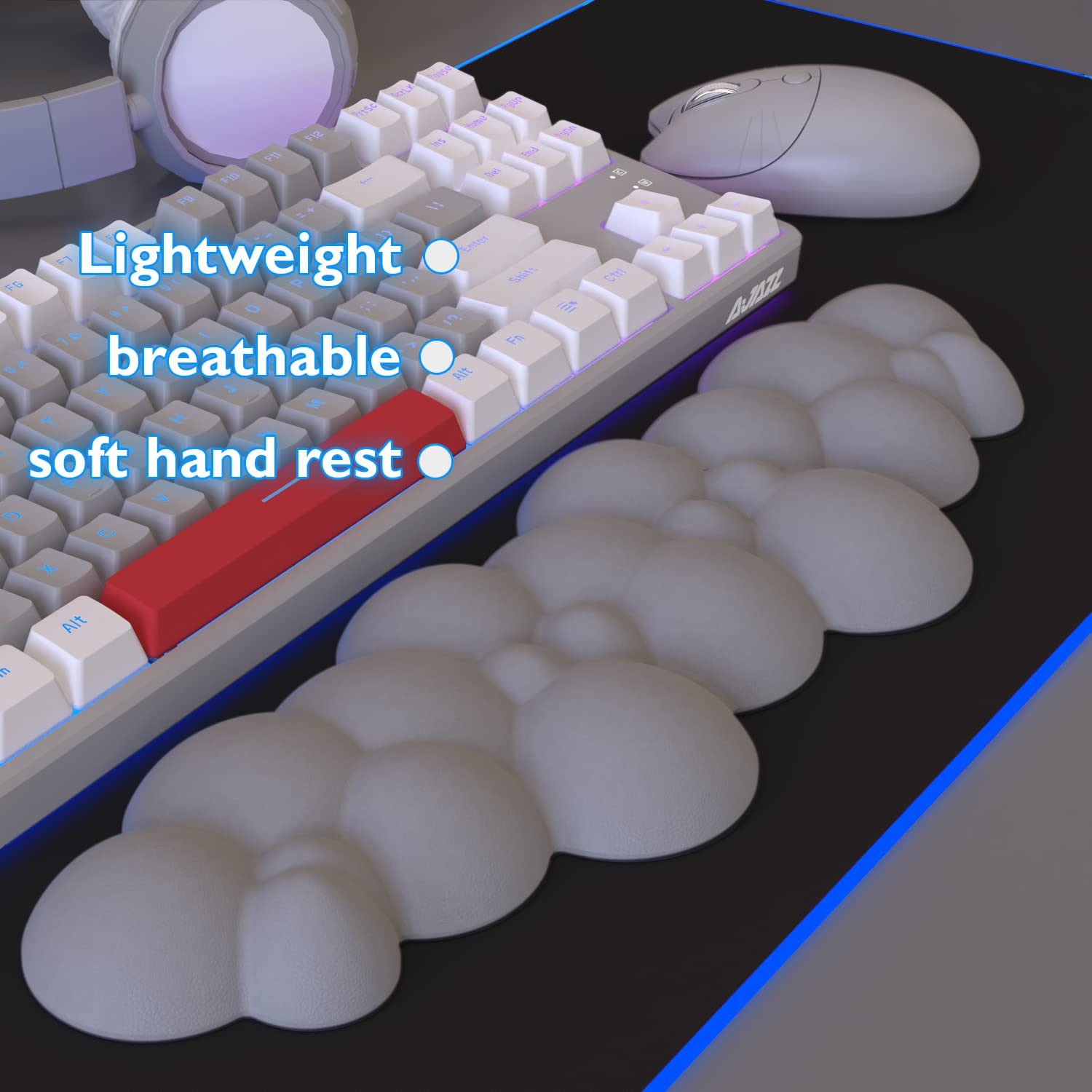 Keyboard Cloud Wrist Rest,PU High Density Memory Foam with Non-Slip Base for Typing Pain Relief,Ergonomic Keyboard Pad with Wrist Support for Home - View 4 of 8