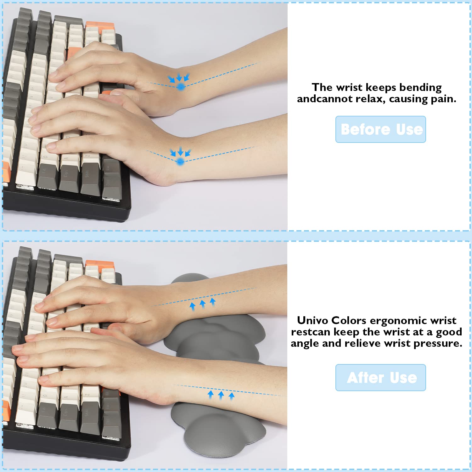 Keyboard Cloud Wrist Rest,PU High Density Memory Foam with Non-Slip Base for Typing Pain Relief,Ergonomic Keyboard Pad with Wrist Support for Home - View 6 of 8