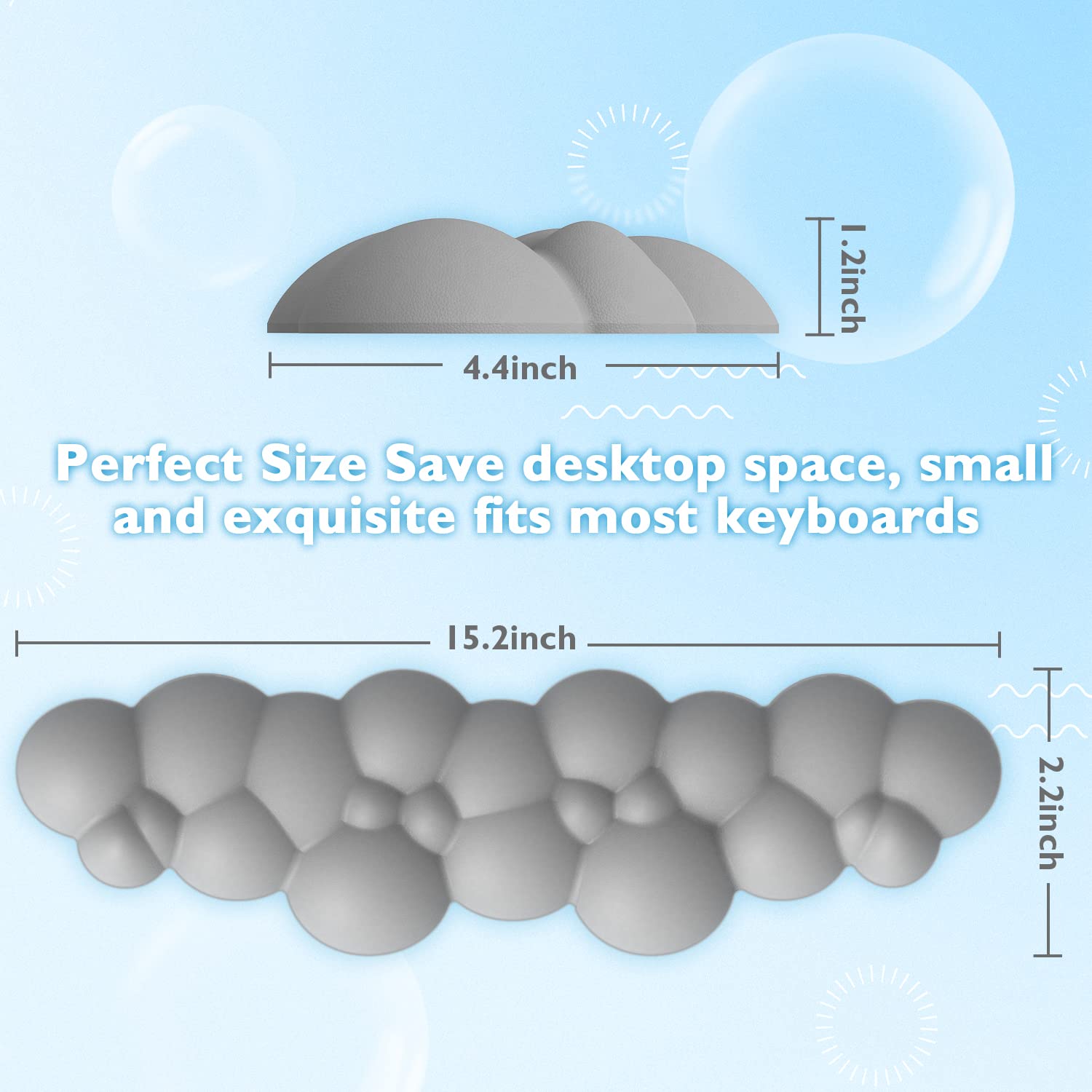 Keyboard Cloud Wrist Rest,PU High Density Memory Foam with Non-Slip Base for Typing Pain Relief,Ergonomic Keyboard Pad with Wrist Support for Home - View 8 of 8