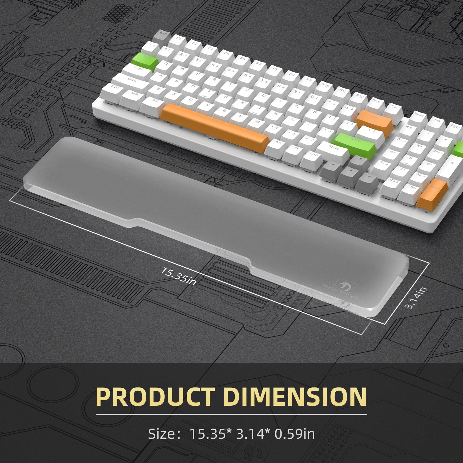 SELORSS Acrylic Keyboard Wrist Rest 98-Key Mechanical Keyboards Ergonomic Palm Rest for Computer Keyboard,Anti-Slip Base,Wrist Pad for Laptop,Office - View 2 of 7