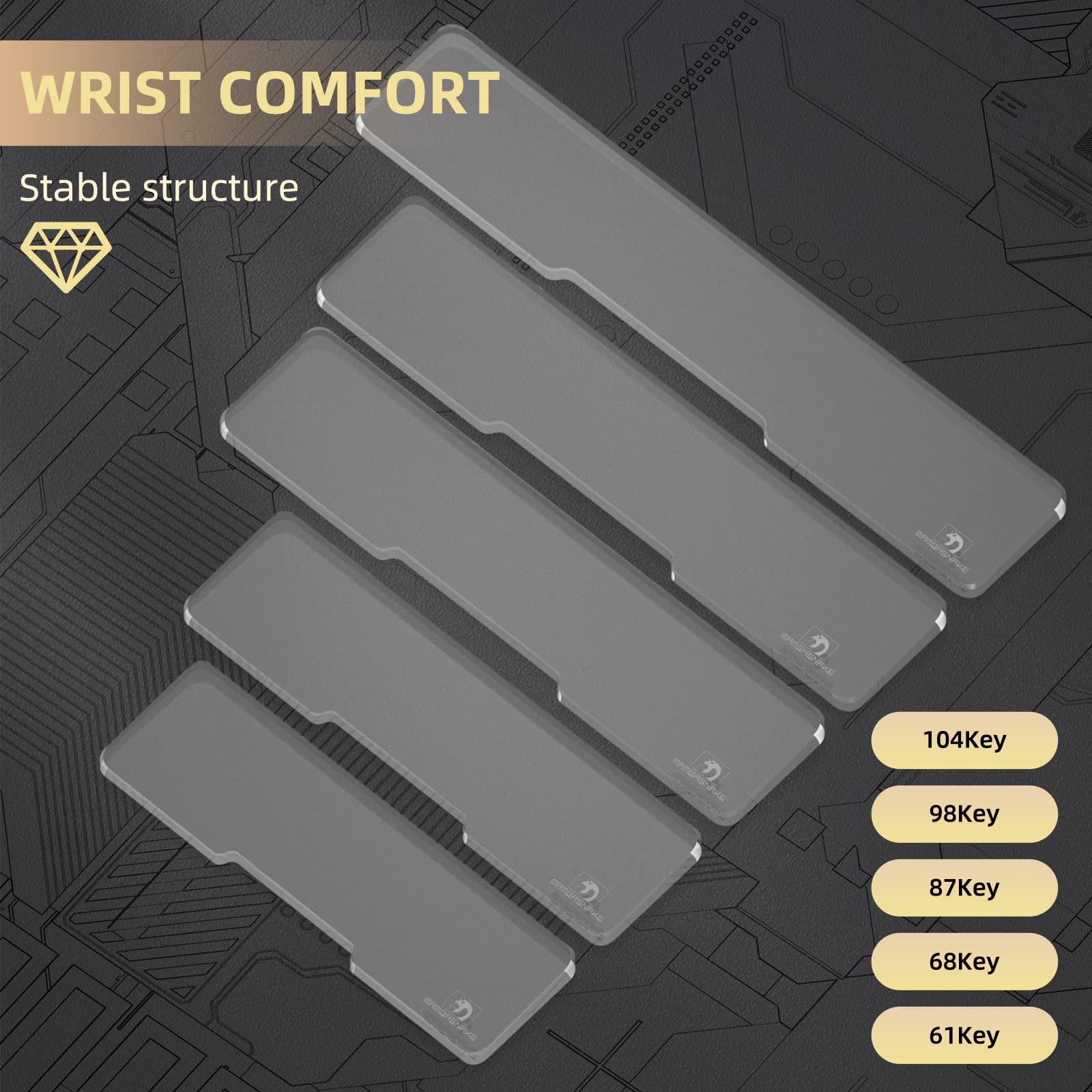 SELORSS Acrylic Keyboard Wrist Rest 98-Key Mechanical Keyboards Ergonomic Palm Rest for Computer Keyboard,Anti-Slip Base,Wrist Pad for Laptop,Office - View 7 of 7