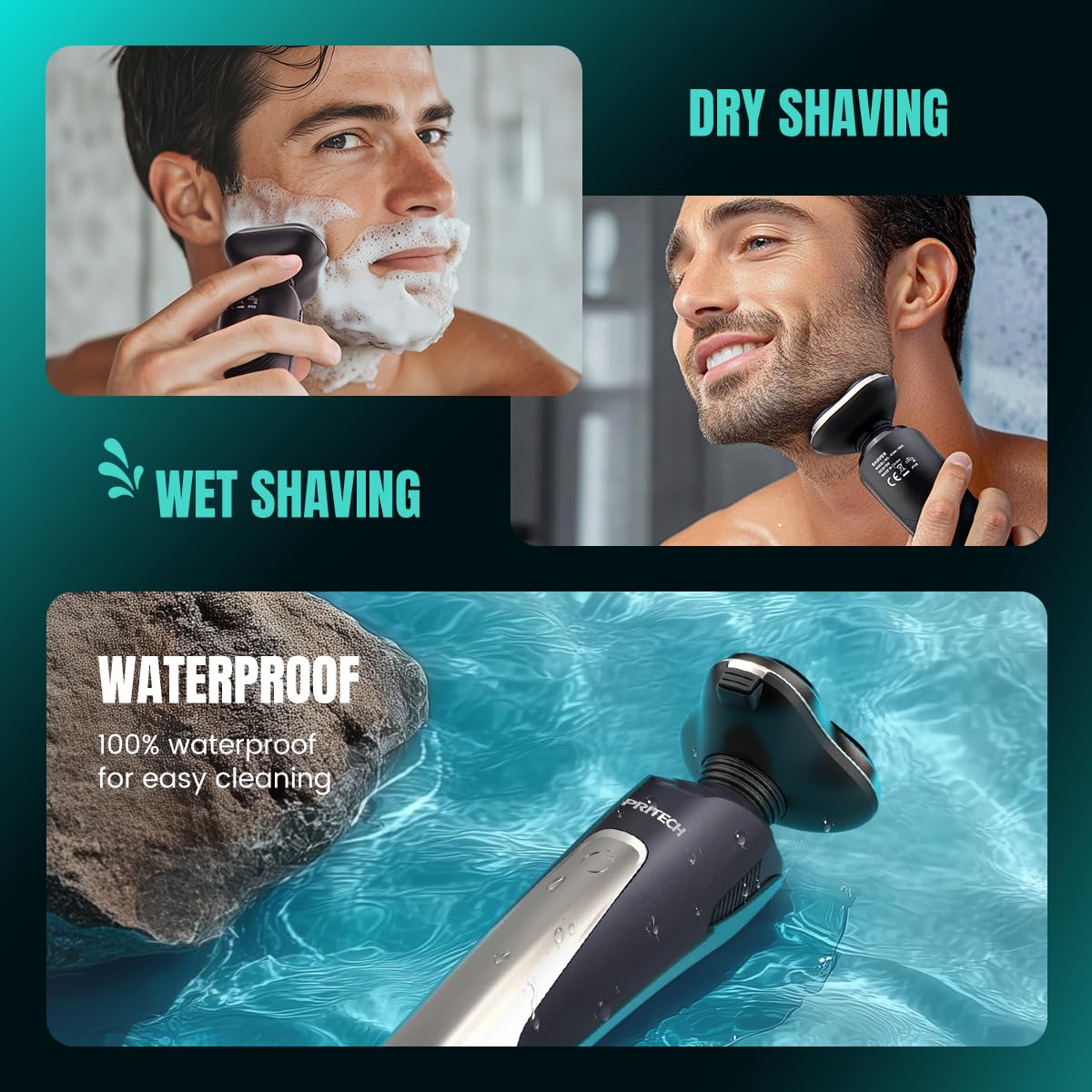 Electric Razor for Men - Rechargeable Electric Shaver for Men, Rechargeable Waterproof Wet Dry Cordless Razor - View 3 of 7