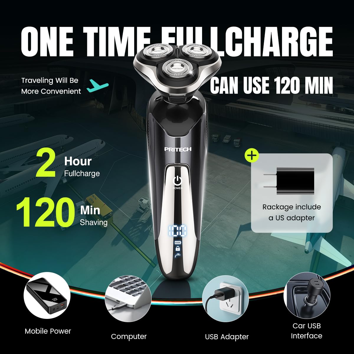 Electric Razor for Men - Rechargeable Electric Shaver for Men, Rechargeable Waterproof Wet Dry Cordless Razor - View 6 of 7