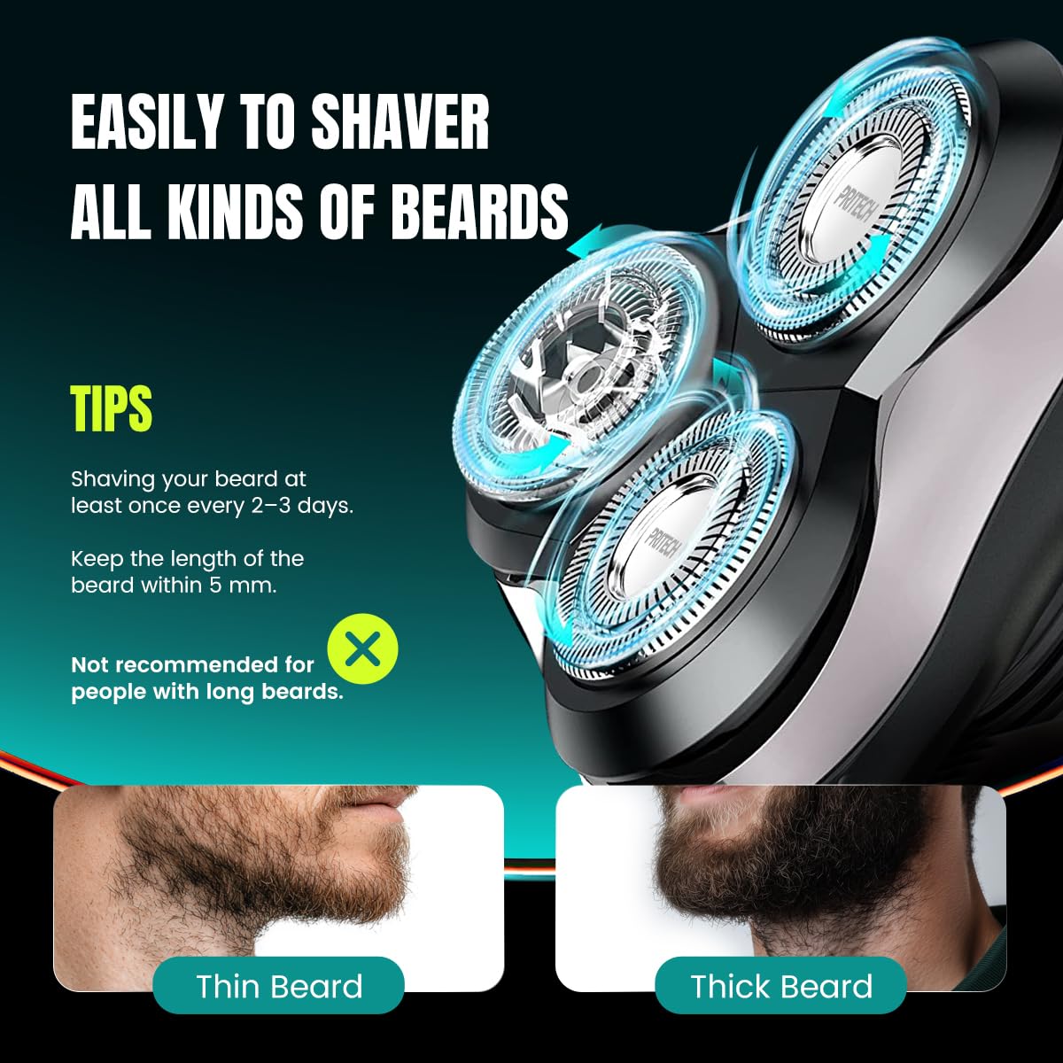 Electric Razor for Men - Rechargeable Electric Shaver for Men, Rechargeable Waterproof Wet Dry Cordless Razor - View 7 of 7