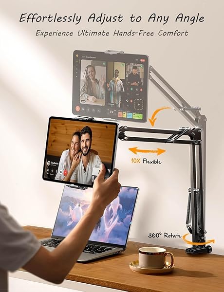 LISEN LISEN Ultra Sturdy Tablet Holder Stand for Desk Mount with Gooseneck Clamps Fits iPhone iPad Air Mini 7 Kindle 4-13 Inch Devices - View 6 of 8