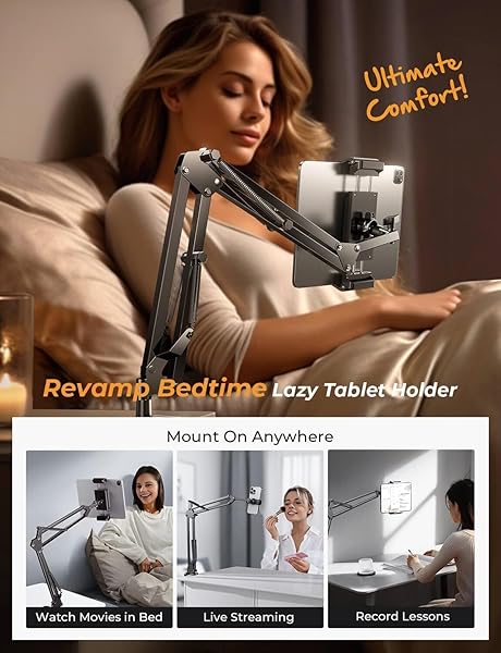 LISEN LISEN Ultra Sturdy Tablet Holder Stand for Desk Mount with Gooseneck Clamps Fits iPhone iPad Air Mini 7 Kindle 4-13 Inch Devices - View 8 of 8