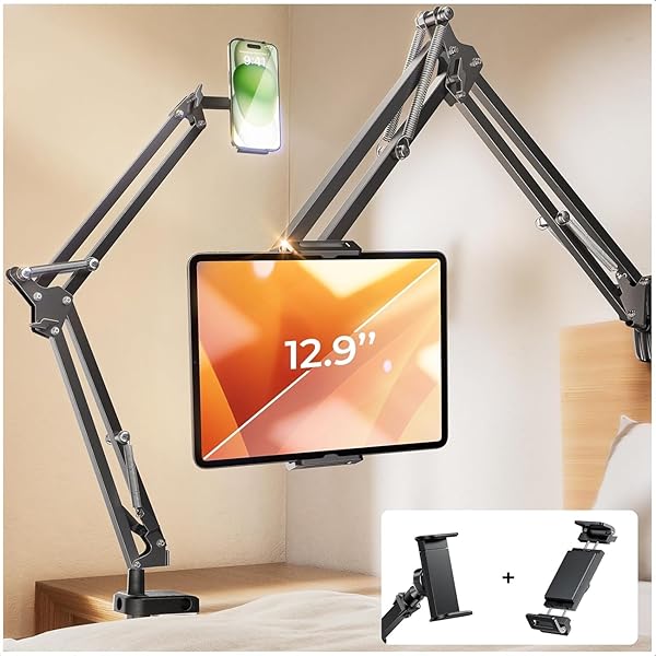 LISEN LISEN Ultra Sturdy Tablet Holder Stand for Desk Mount with Gooseneck Clamps Fits iPhone iPad Air Mini 7 Kindle 4-13 Inch Devices - View 3 of 8