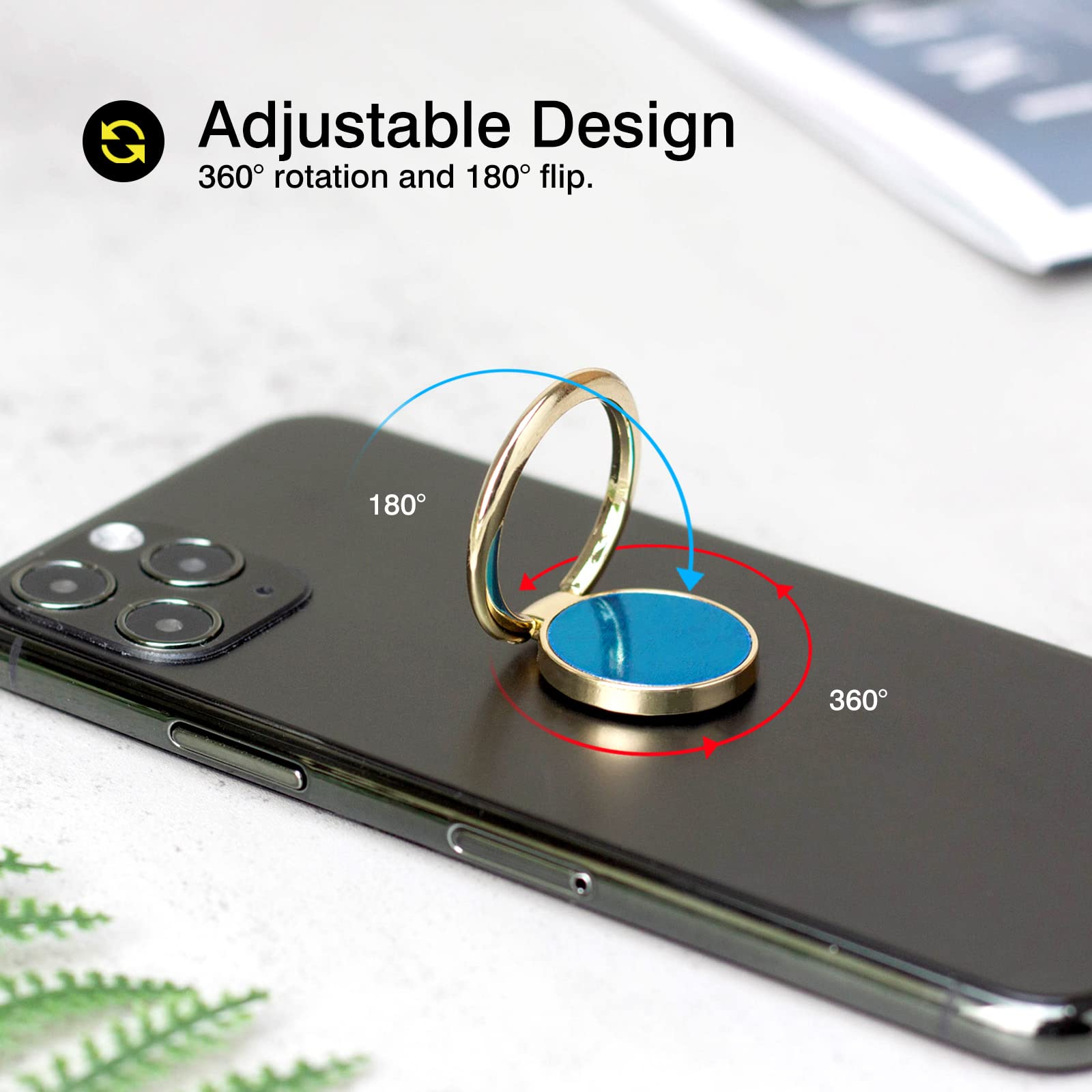 [2 Pack] Round Mirror Design Cell Phone Ring Holder Stand, 360 Degree Rotation and 180 DegreeAdjustable Finger Ring Kickstand with Polished Metal - View 4 of 7