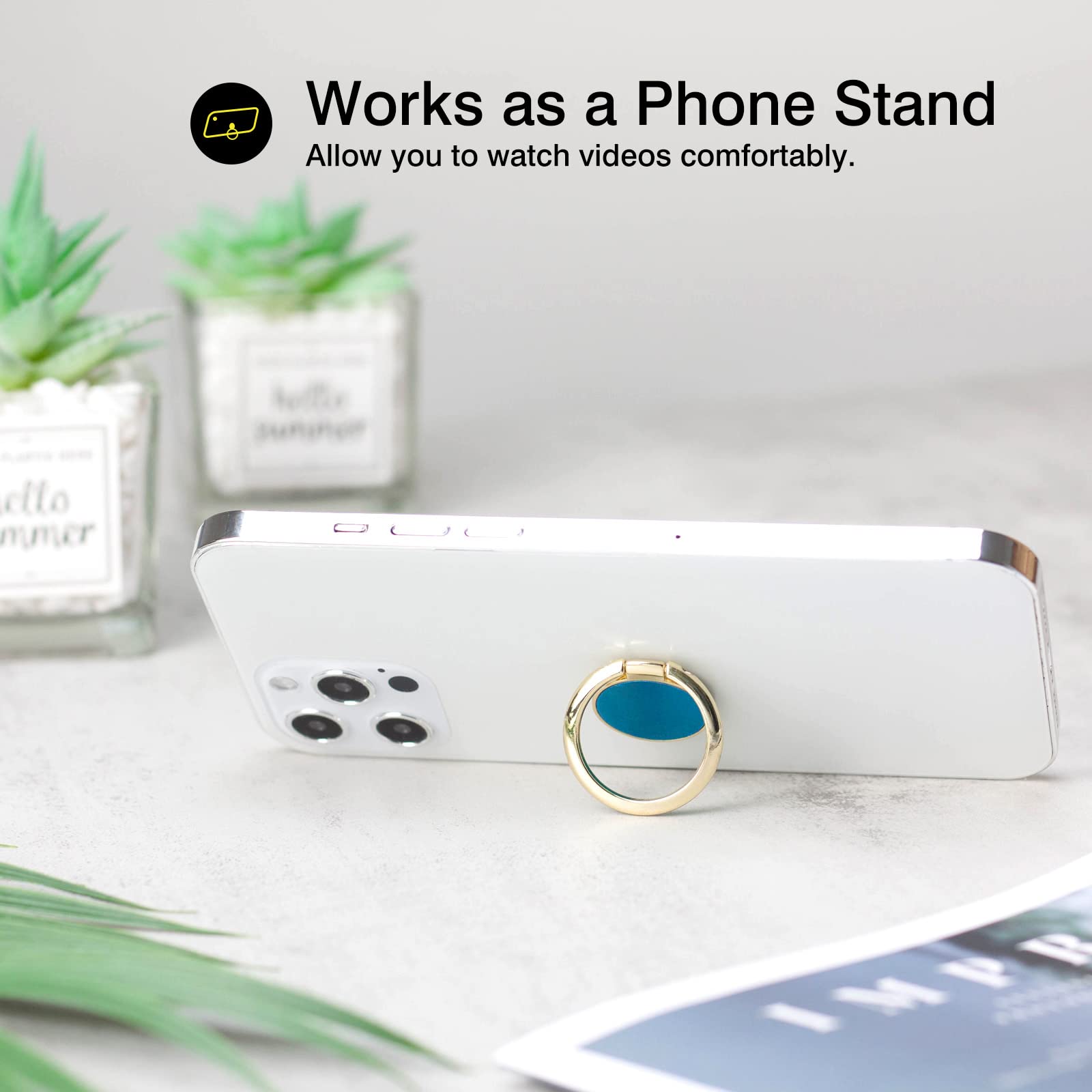 [2 Pack] Round Mirror Design Cell Phone Ring Holder Stand, 360 Degree Rotation and 180 DegreeAdjustable Finger Ring Kickstand with Polished Metal - View 5 of 7