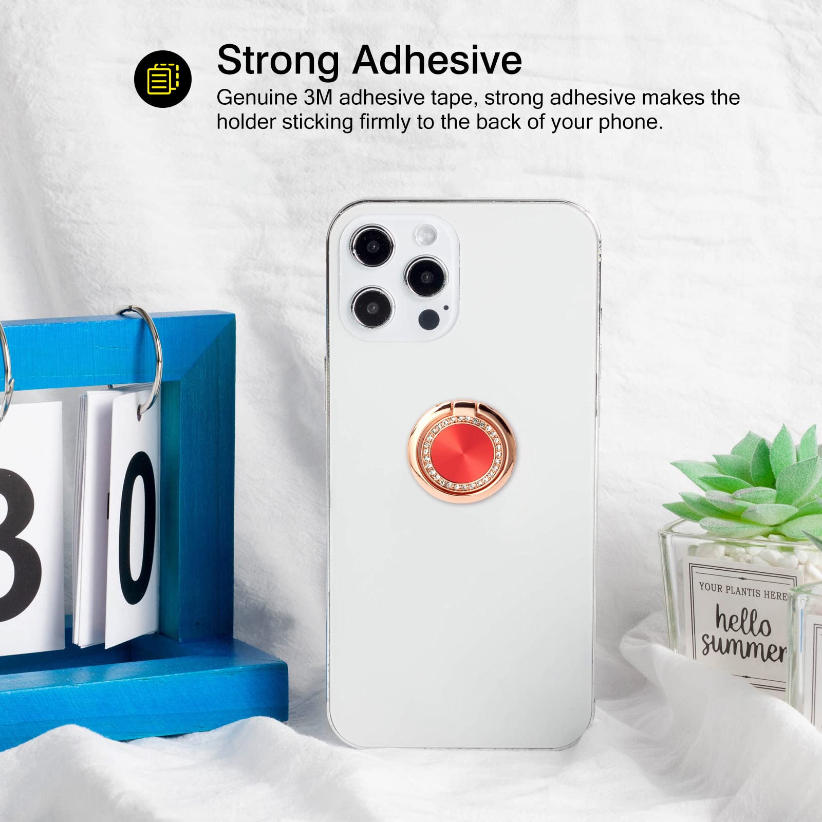 [2 Pack] Concentric Circular Texture Diamond Setting Cell Phone Ring Holder Stand, 360 Degree Rotation and 180 DegreeAdjustable Finger Ring Kickstand - View 4 of 7