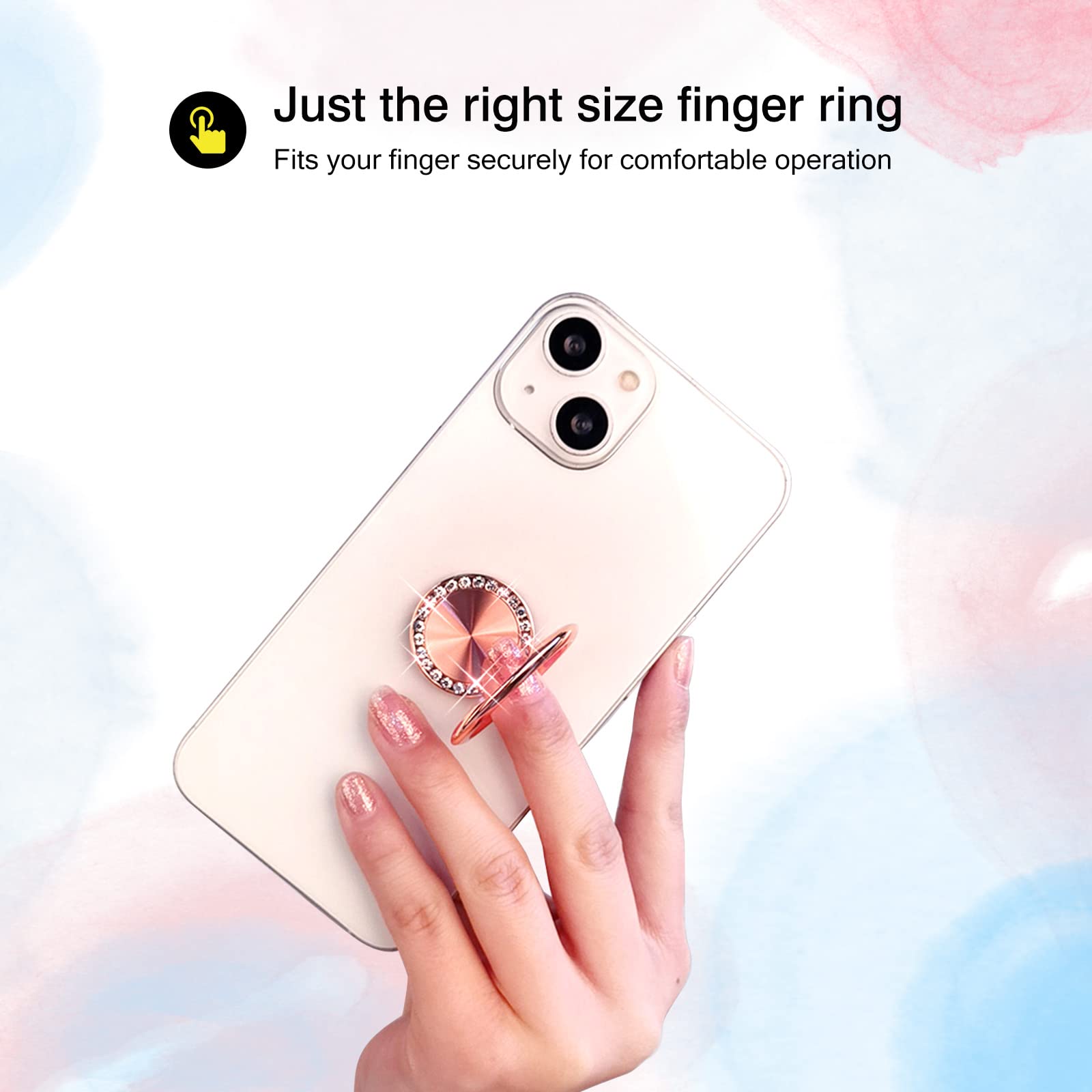 [2 Pack] Concentric Circular Texture Diamond Setting Cell Phone Ring Holder Stand, 360 Degree Rotation and 180 DegreeAdjustable Finger Ring Kickstand - View 5 of 7