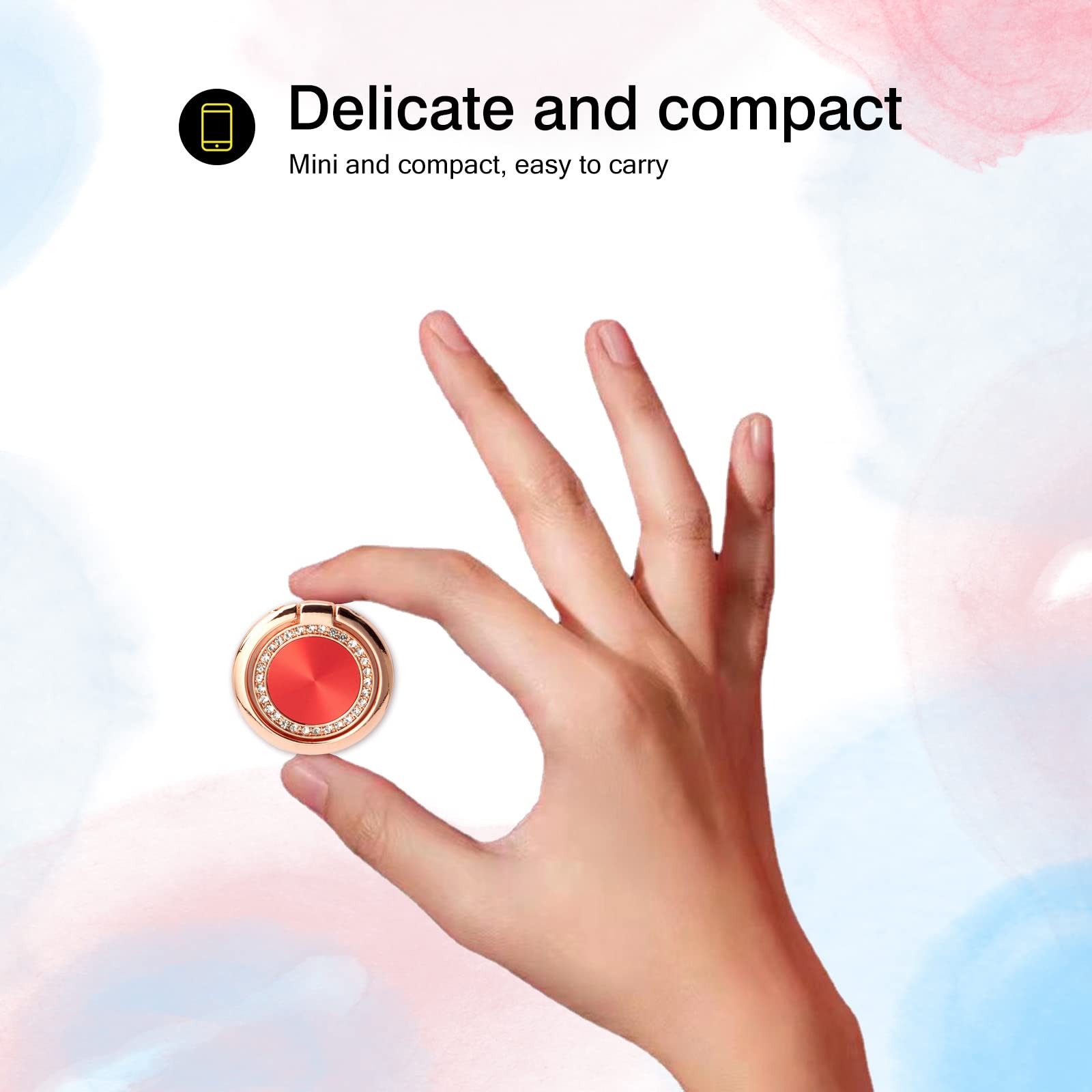 [2 Pack] Concentric Circular Texture Diamond Setting Cell Phone Ring Holder Stand, 360 Degree Rotation and 180 DegreeAdjustable Finger Ring Kickstand - View 6 of 7