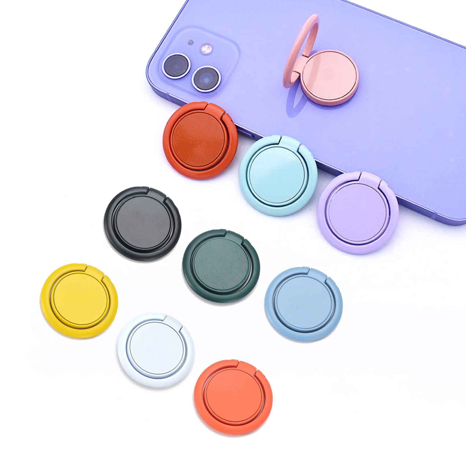 [2 Pack] Matte Finish Round Ultra-thin Cell Phone Ring Holder Stand,360 Degree Rotation and 180 Degree Adjustable Finger Ring Kickstand with Frosted - View 7 of 7