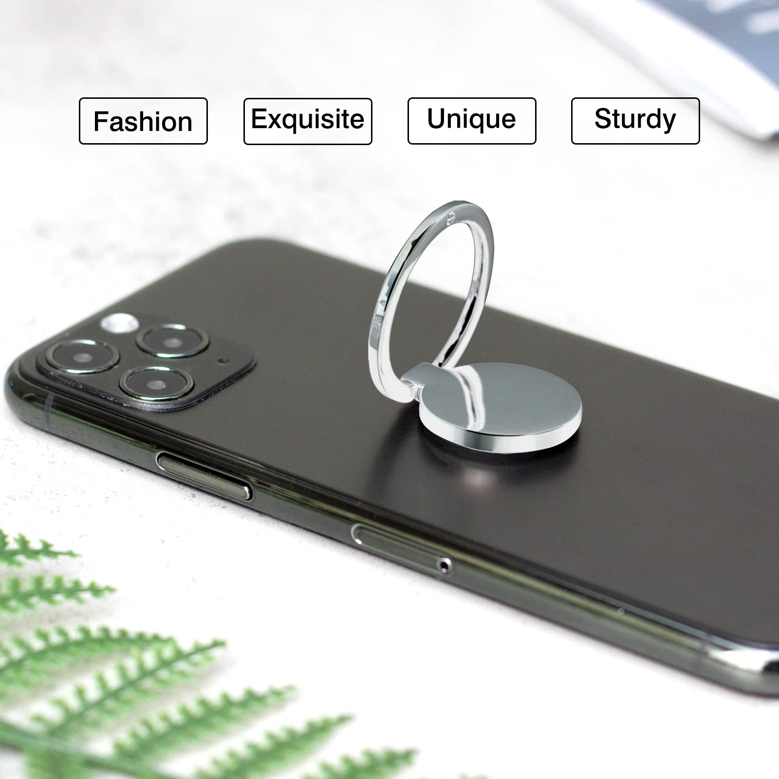 [2 Pack] Round Ultra-thin Cell Phone Ring Holder Stand,360 Degree Rotation and 180 Degree Adjustable Finger Ring Kickstand with Polished Metal Phone - View 3 of 7