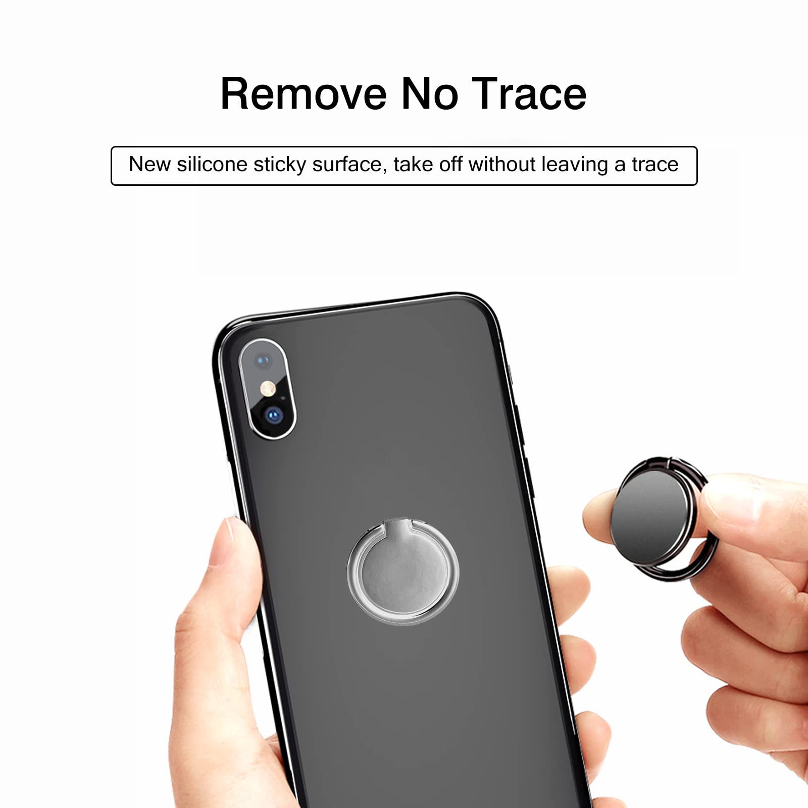 [2 Pack] Round Ultra-thin Cell Phone Ring Holder Stand,360 Degree Rotation and 180 Degree Adjustable Finger Ring Kickstand with Polished Metal Phone - View 5 of 7