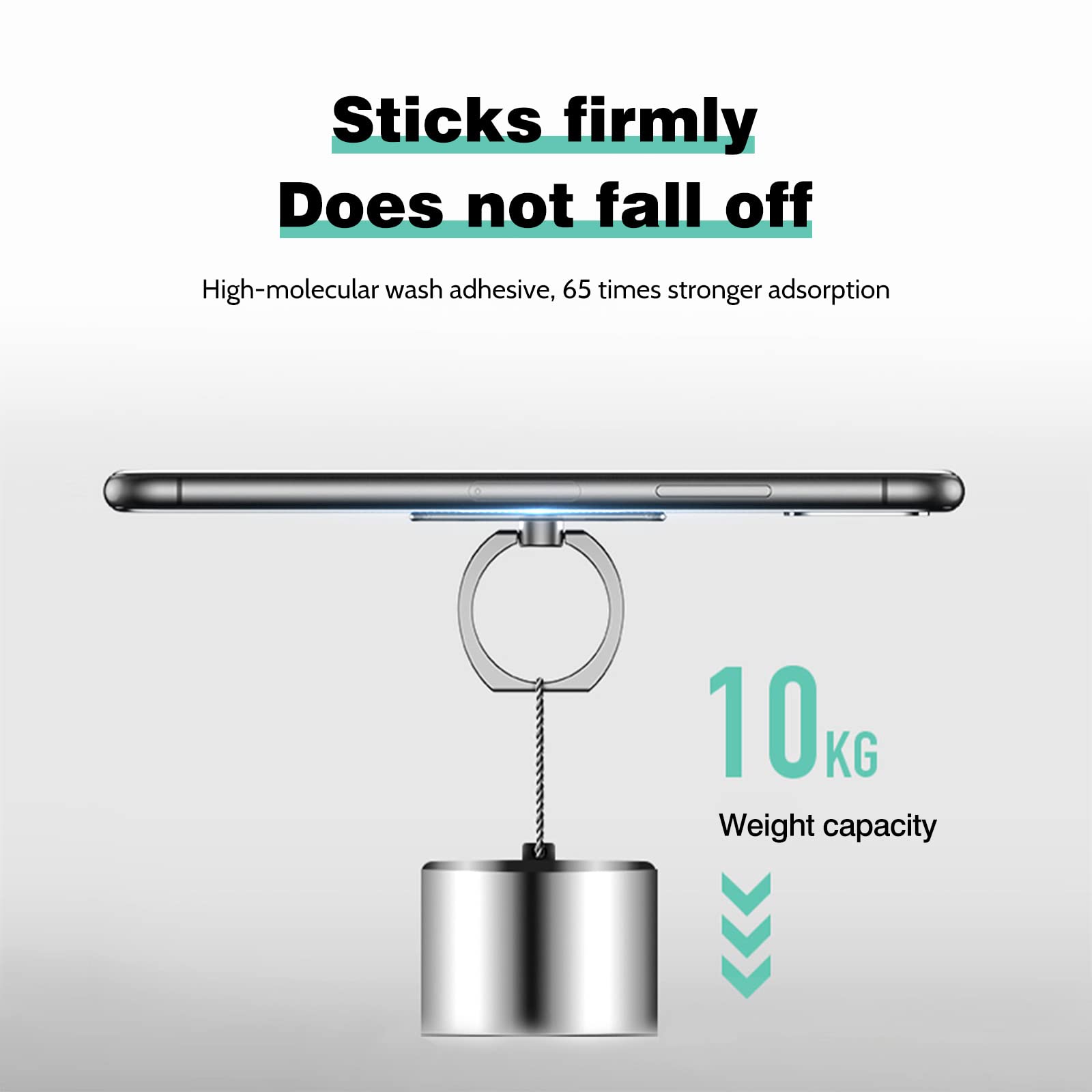 [2 Pack] Square Sparkling Cell Phone Ring Holder Stand,360 Degree Rotation and 180 DegreeAdjustable Finger Ring Kickstand with Polished Metal Phone - View 6 of 7