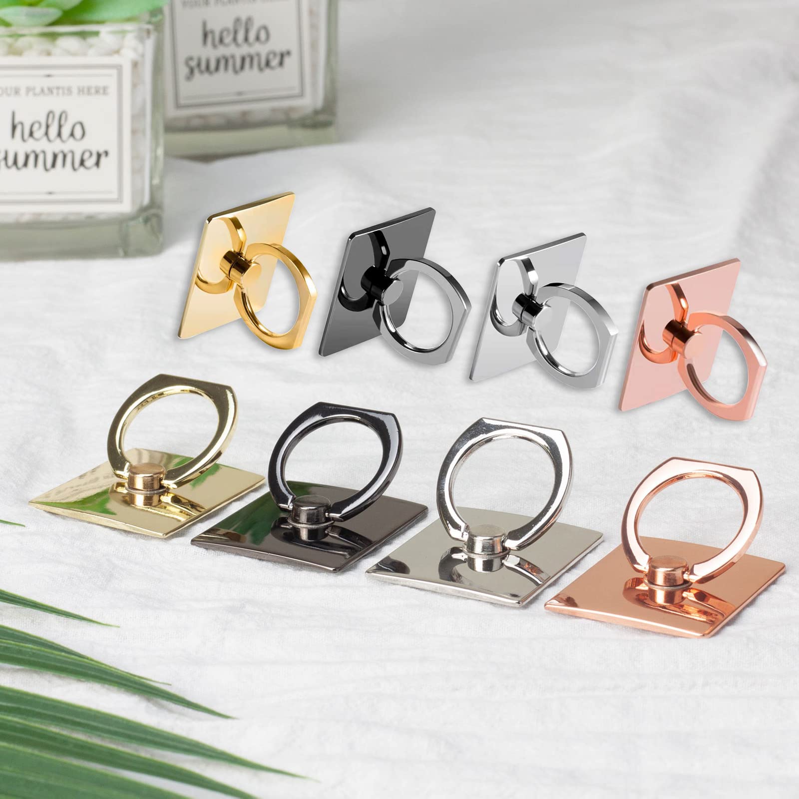 [2 Pack] Square Sparkling Cell Phone Ring Holder Stand,360 Degree Rotation and 180 DegreeAdjustable Finger Ring Kickstand with Polished Metal Phone - View 7 of 7