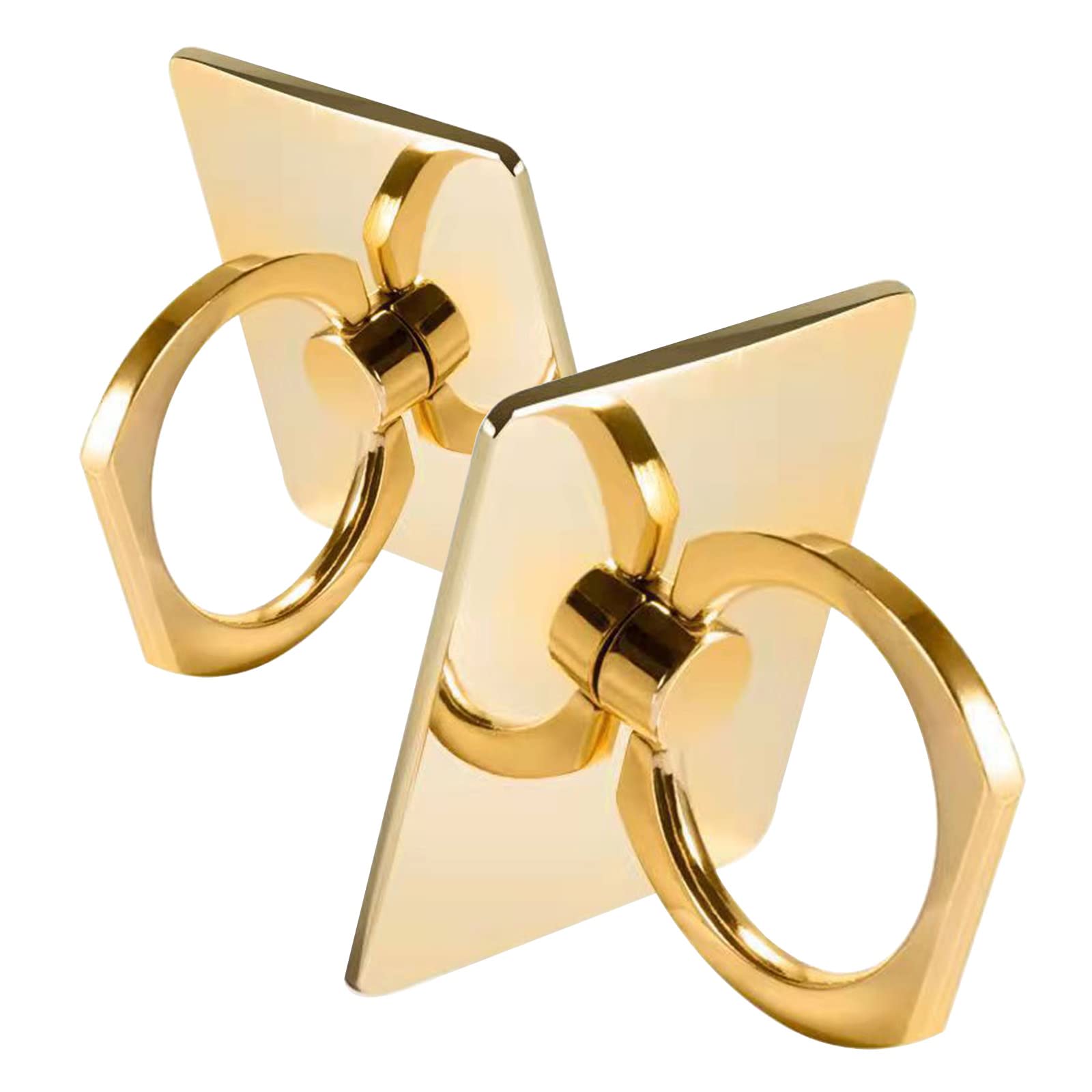 [2 Pack] Square Sparkling Cell Phone Ring Holder Stand,360 Degree Rotation and 180 DegreeAdjustable Finger Ring Kickstand with Polished Metal Phone
