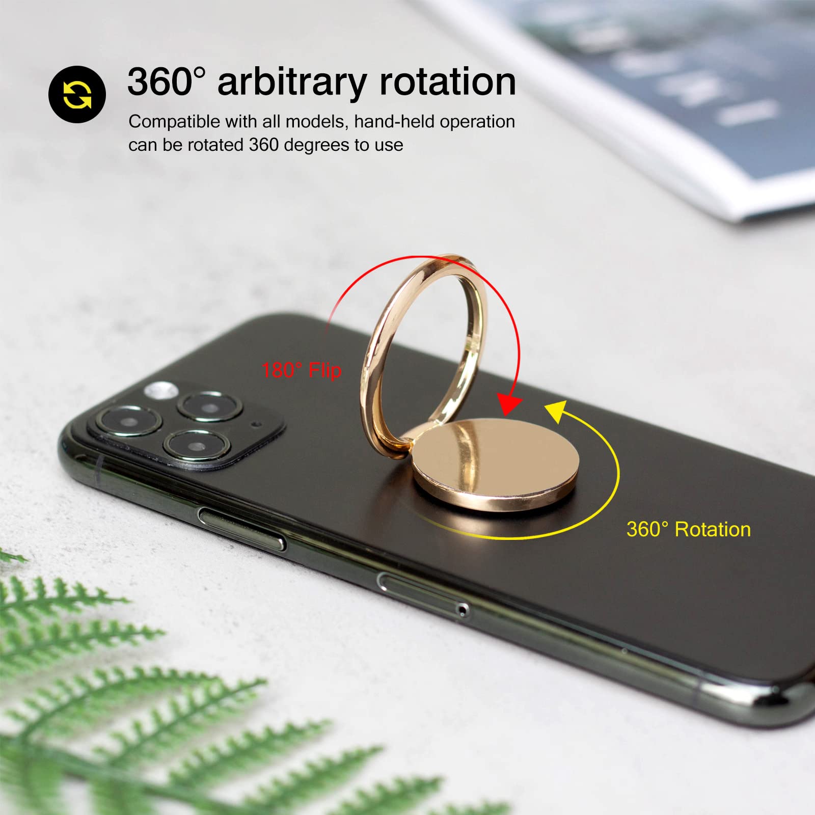 [2 Pack] Small Round Sparkling Cell Phone Ring Holder Stand,360 Degree Rotation and 180 Degree Adjustable Finger Ring Kickstand with Polished Metal - View 3 of 7