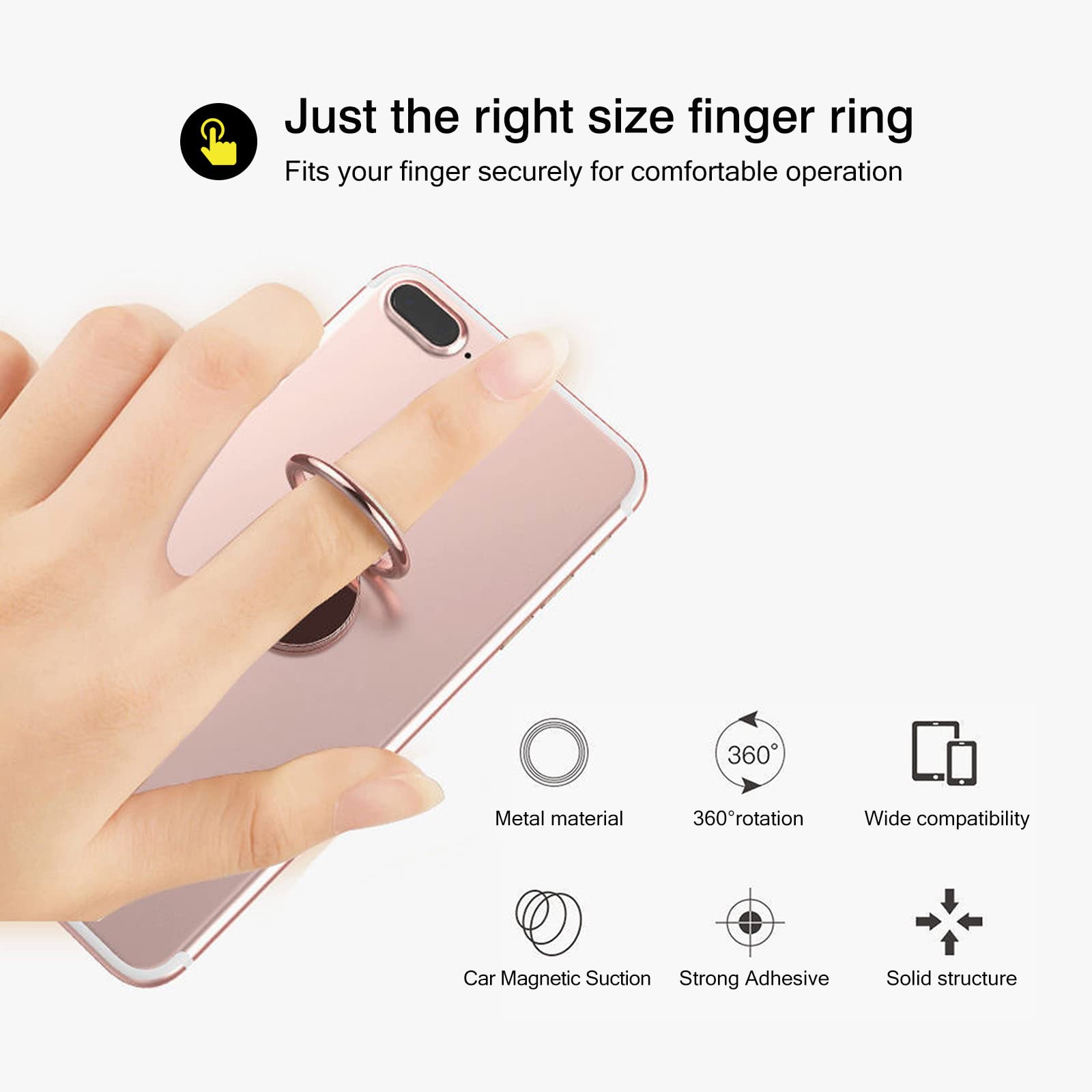 [2 Pack] Small Round Sparkling Cell Phone Ring Holder Stand,360 Degree Rotation and 180 Degree Adjustable Finger Ring Kickstand with Polished Metal - View 5 of 7