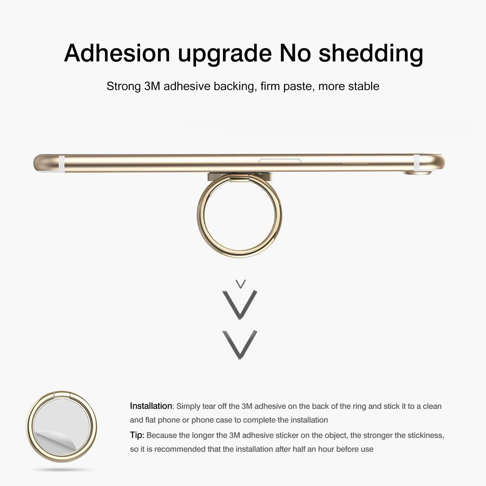 [2 Pack] Small Round Sparkling Cell Phone Ring Holder Stand,360 Degree Rotation and 180 Degree Adjustable Finger Ring Kickstand with Polished Metal - View 6 of 7