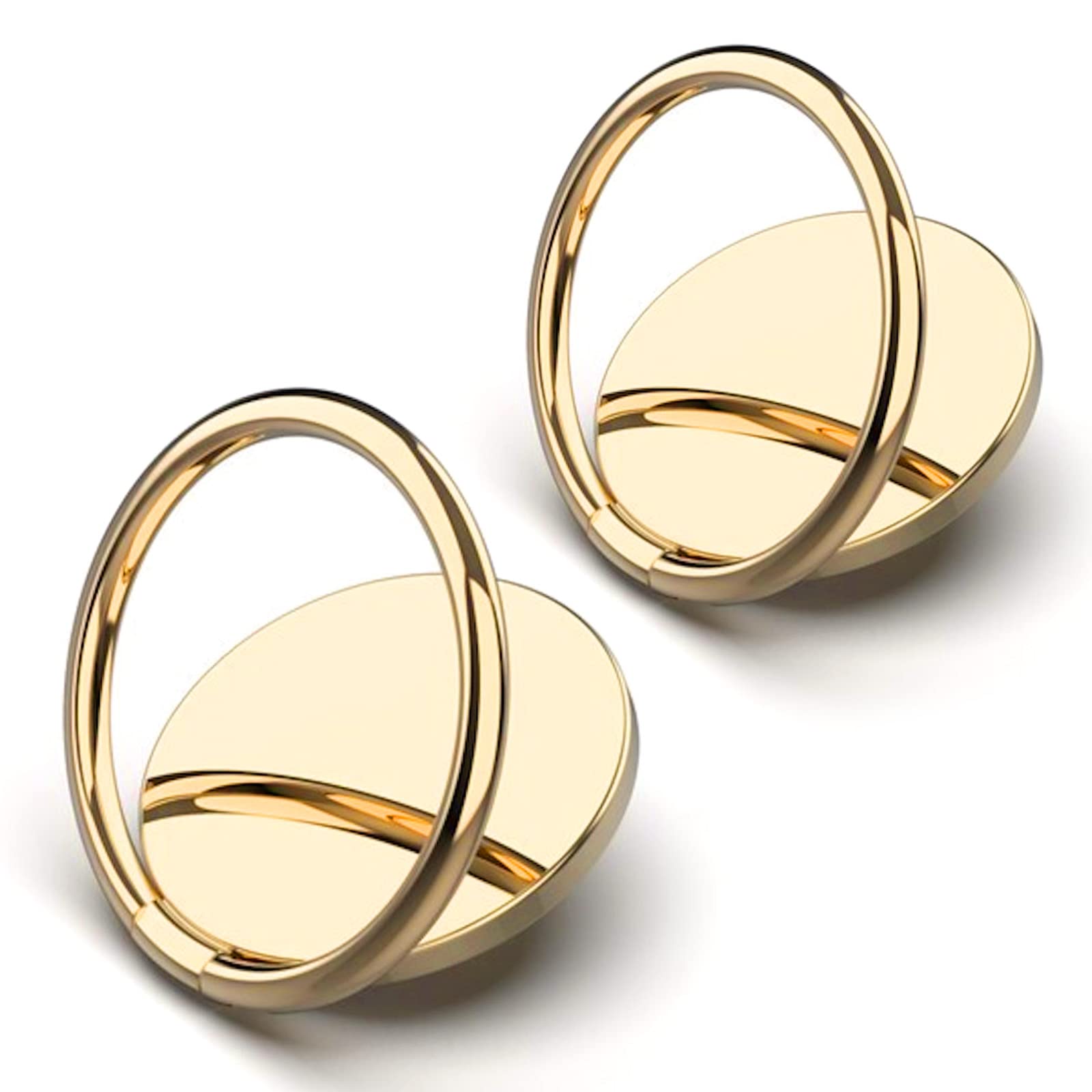 [2 Pack] Small Round Sparkling Cell Phone Ring Holder Stand,360 Degree Rotation and 180 Degree Adjustable Finger Ring Kickstand with Polished Metal