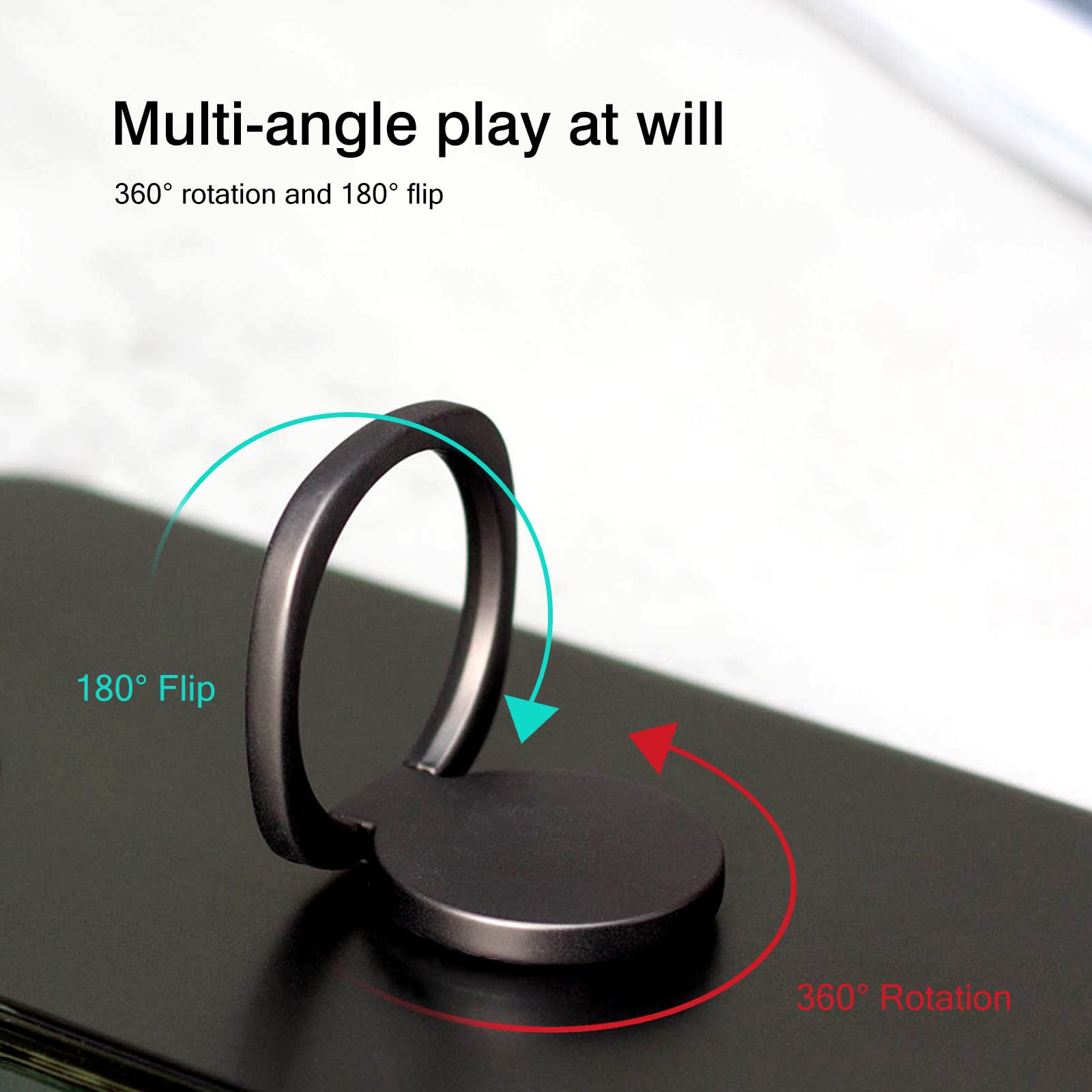 [2 Pack] Matte Rounded Edges Cell Phone Ring Holder Stand,360 Degree Rotation and 180 Degree Adjustable Finger Ring Kickstand with Frosted Metal - View 2 of 7