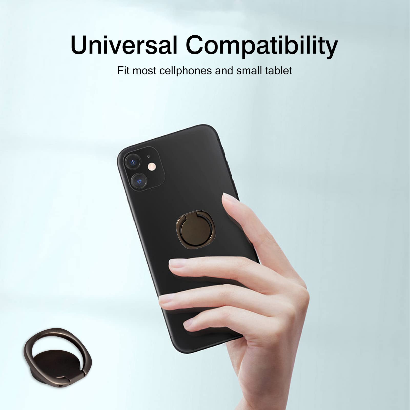 [2 Pack] Matte Rounded Edges Cell Phone Ring Holder Stand,360 Degree Rotation and 180 Degree Adjustable Finger Ring Kickstand with Frosted Metal - View 3 of 7