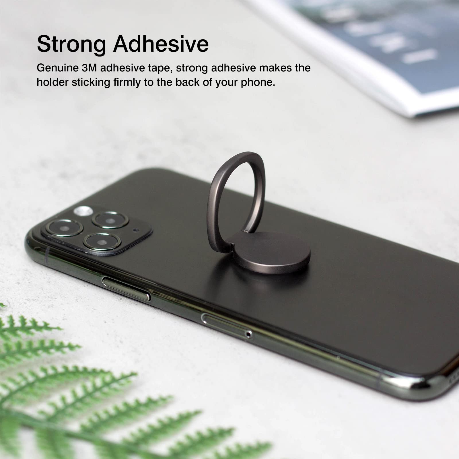 [2 Pack] Matte Rounded Edges Cell Phone Ring Holder Stand,360 Degree Rotation and 180 Degree Adjustable Finger Ring Kickstand with Frosted Metal - View 5 of 7