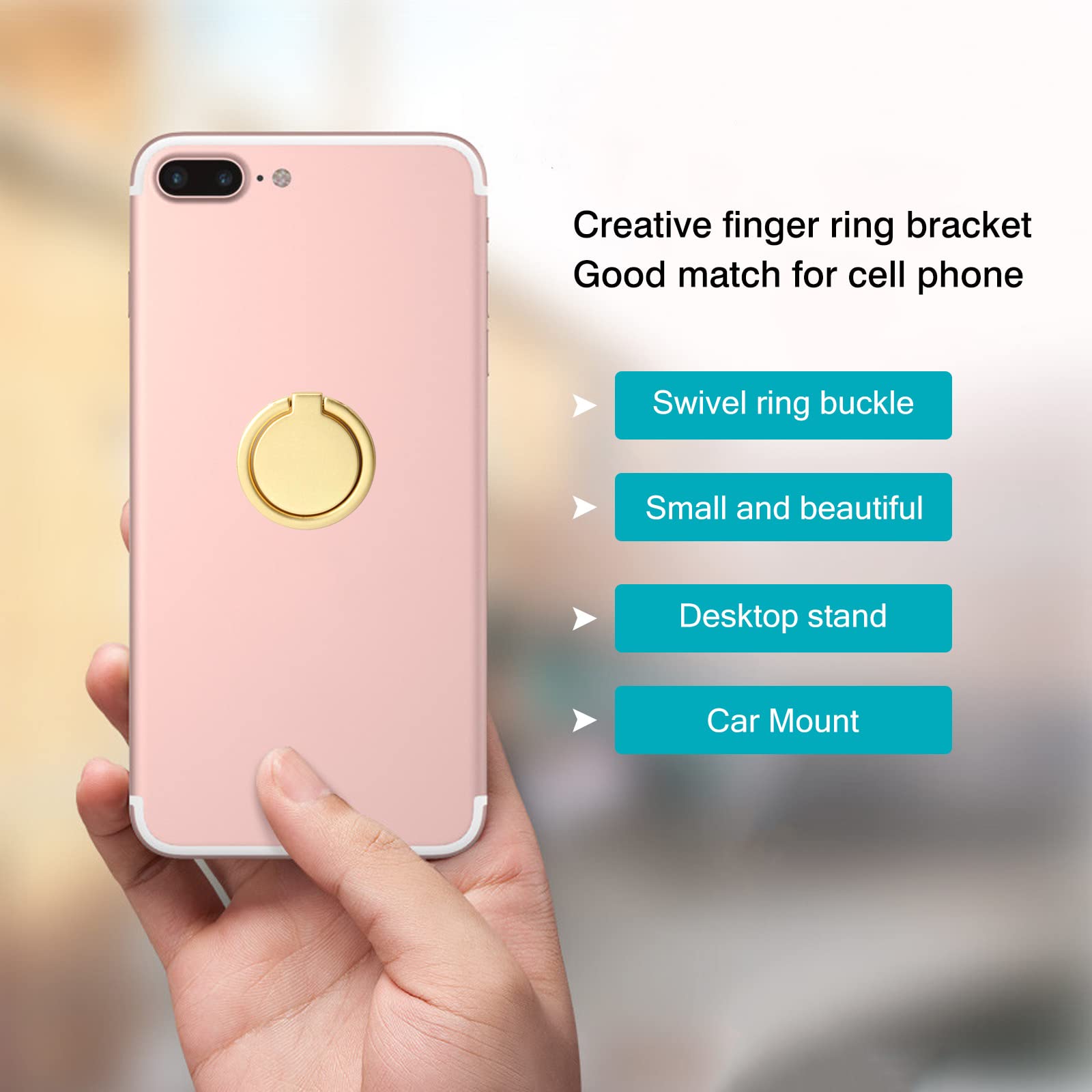 [2 Pack] Small Round Matte Finish Cell Phone Ring Holder Stand,360 Degree Rotation and 180 Degree Adjustable Finger Ring Kickstand with Frosted Metal - View 4 of 7