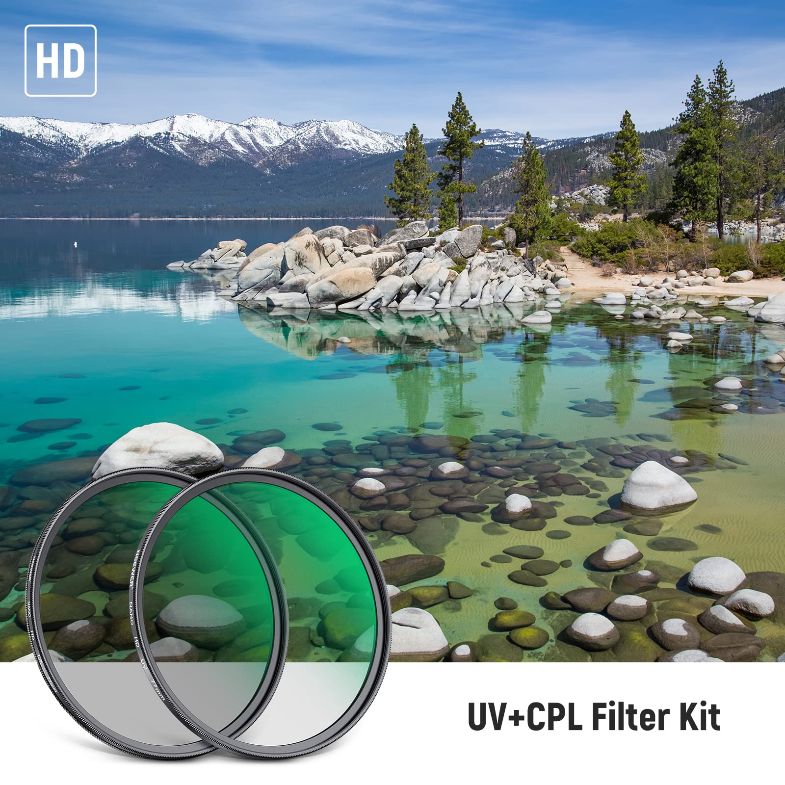 NEEWER NEEWER 77mm CPL UV Lens Filter Kit Circular Polarizer and UV Protection with HD Optical Glass and Ultra Slim Aluminum Frame - View 2 of 9