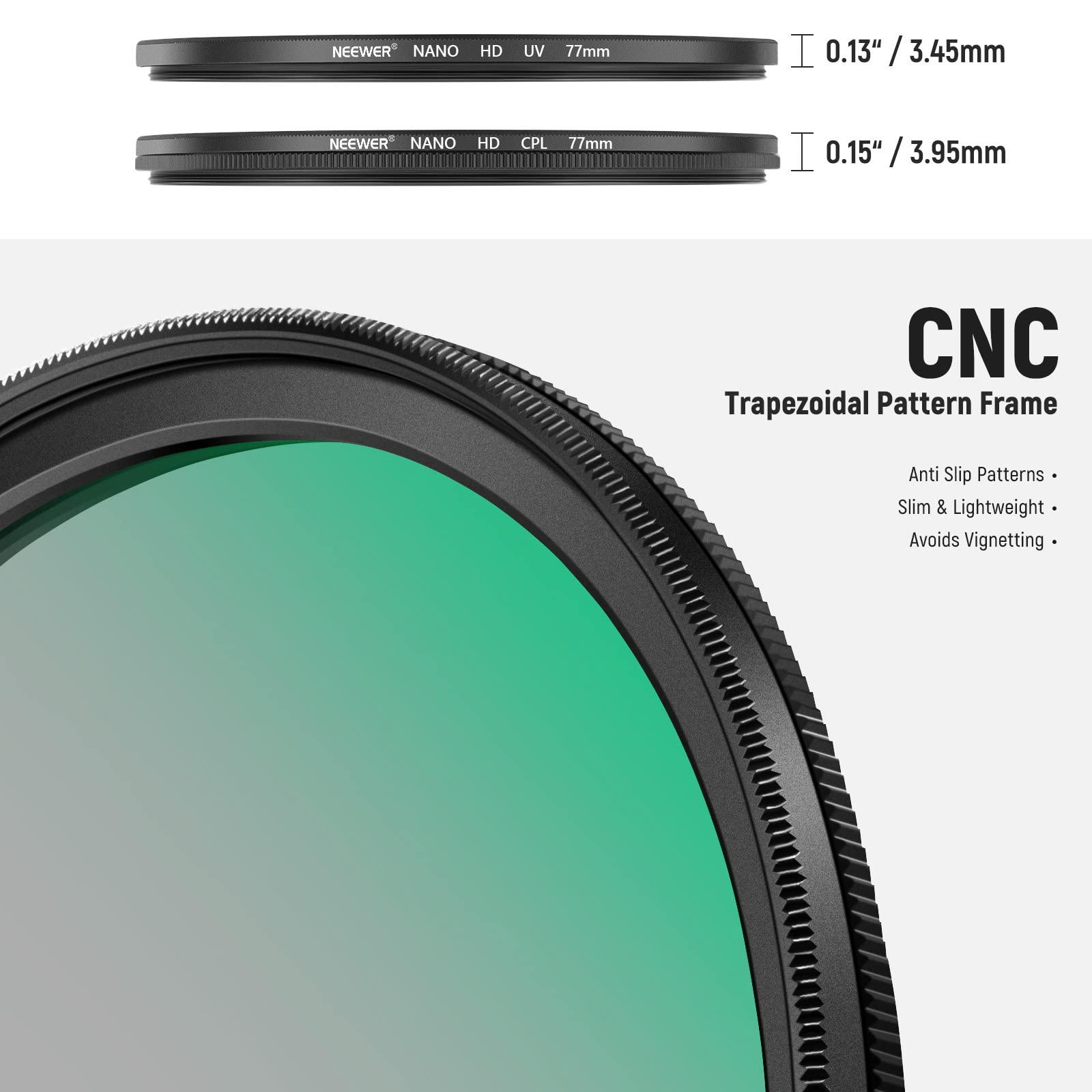 NEEWER NEEWER 77mm CPL UV Lens Filter Kit Circular Polarizer and UV Protection with HD Optical Glass and Ultra Slim Aluminum Frame - View 7 of 9