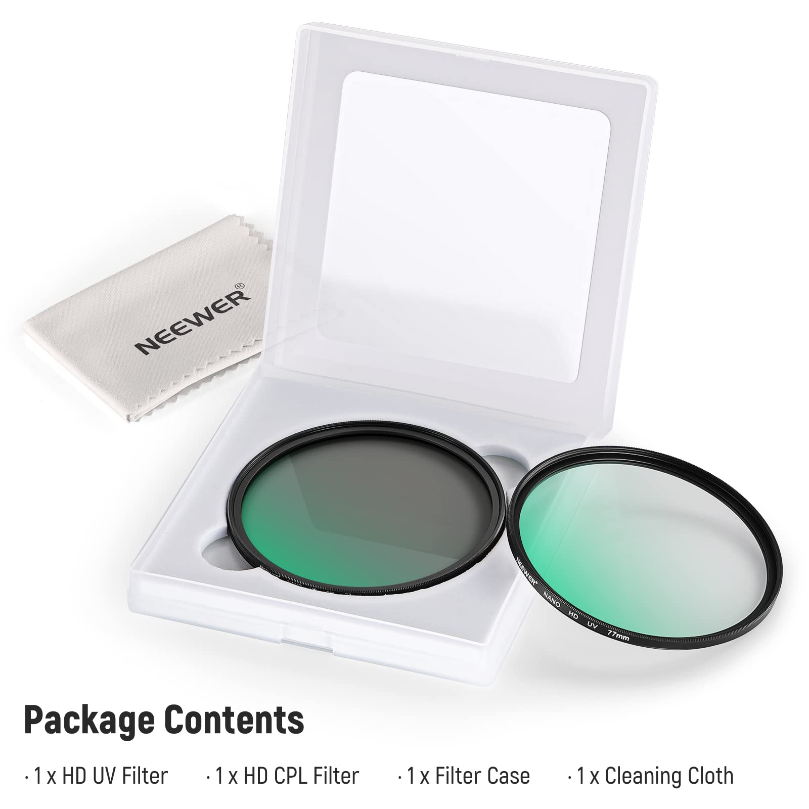 NEEWER NEEWER 77mm CPL UV Lens Filter Kit Circular Polarizer and UV Protection with HD Optical Glass and Ultra Slim Aluminum Frame - View 9 of 9