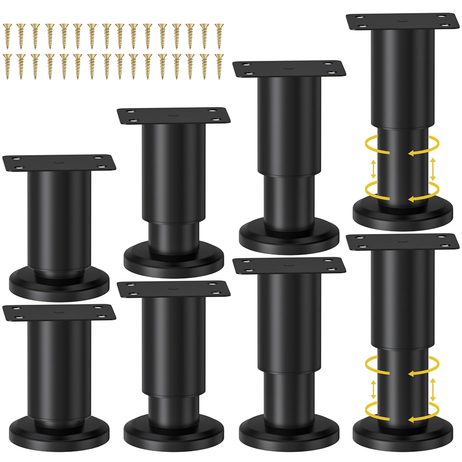 Wlrrcwdttc Wlrrcwdttc 4 Pcs Adjustable Height Bed Support Legs for Bed Frame and Furniture 7.08 to 12.2 Inch Heavy Duty Replacement Legs - View 9 of 9