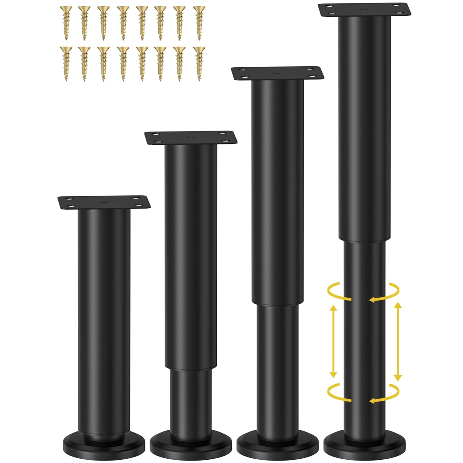 Wlrrcwdttc Wlrrcwdttc 4 Pcs Adjustable Height Bed Support Legs for Bed Frame and Furniture 7.08 to 12.2 Inch Heavy Duty Replacement Legs