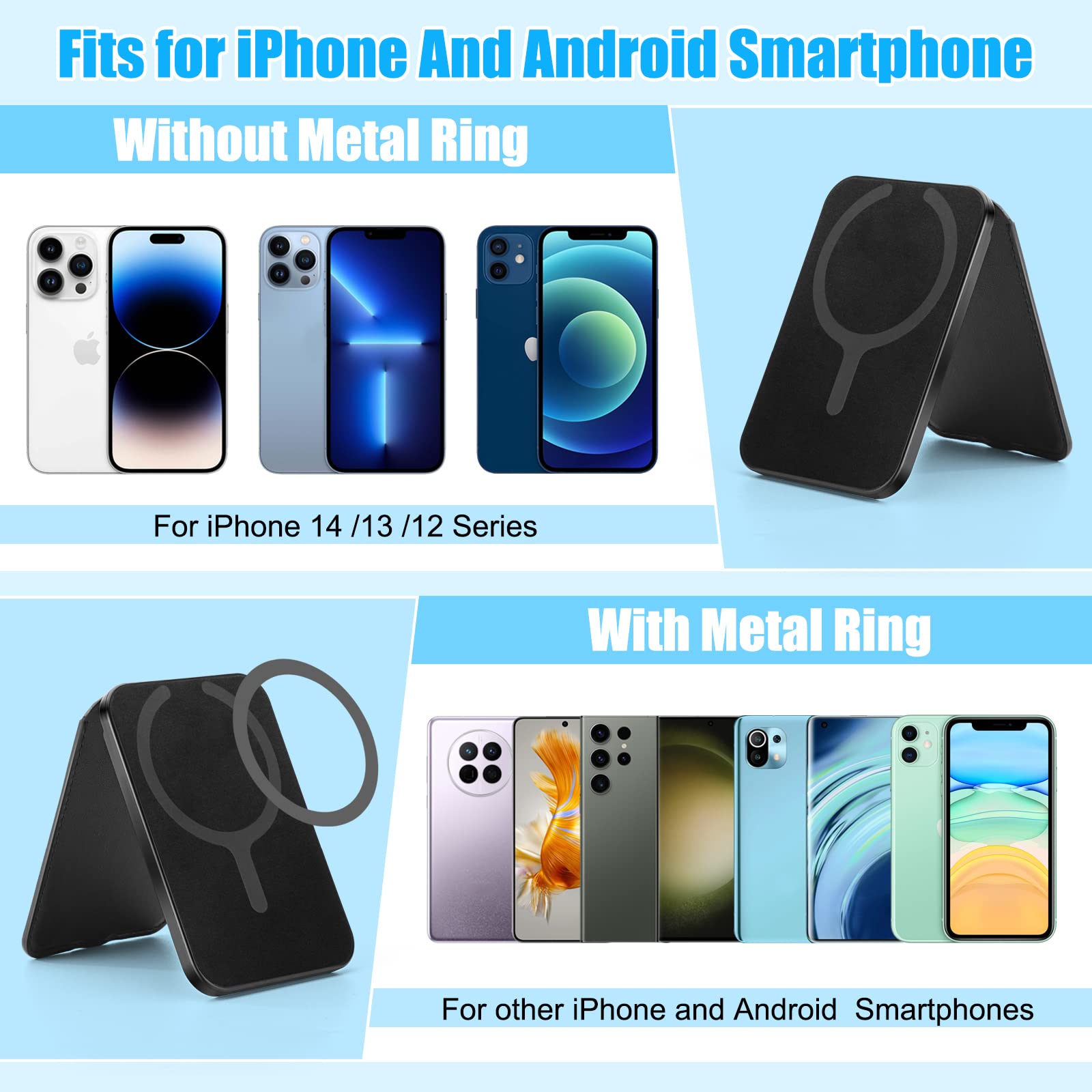 2-in-1 for Magsafe Wallet Stand,Upgraded Magnetic Phone Wallet for Samsung HTC Sony iPhone 16 15 14 13 12 Series,Compatible with Magsafe,3 Card - View 3 of 8