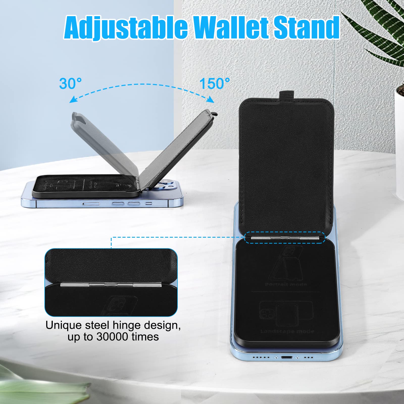 2-in-1 for Magsafe Wallet Stand,Upgraded Magnetic Phone Wallet for Samsung HTC Sony iPhone 16 15 14 13 12 Series,Compatible with Magsafe,3 Card - View 4 of 8