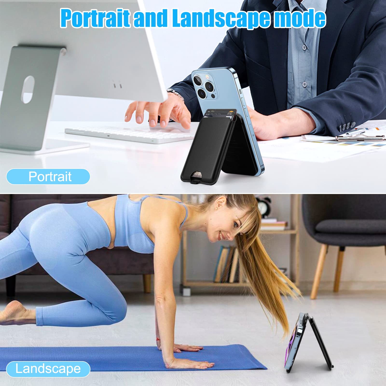 2-in-1 for Magsafe Wallet Stand,Upgraded Magnetic Phone Wallet for Samsung HTC Sony iPhone 16 15 14 13 12 Series,Compatible with Magsafe,3 Card - View 5 of 8