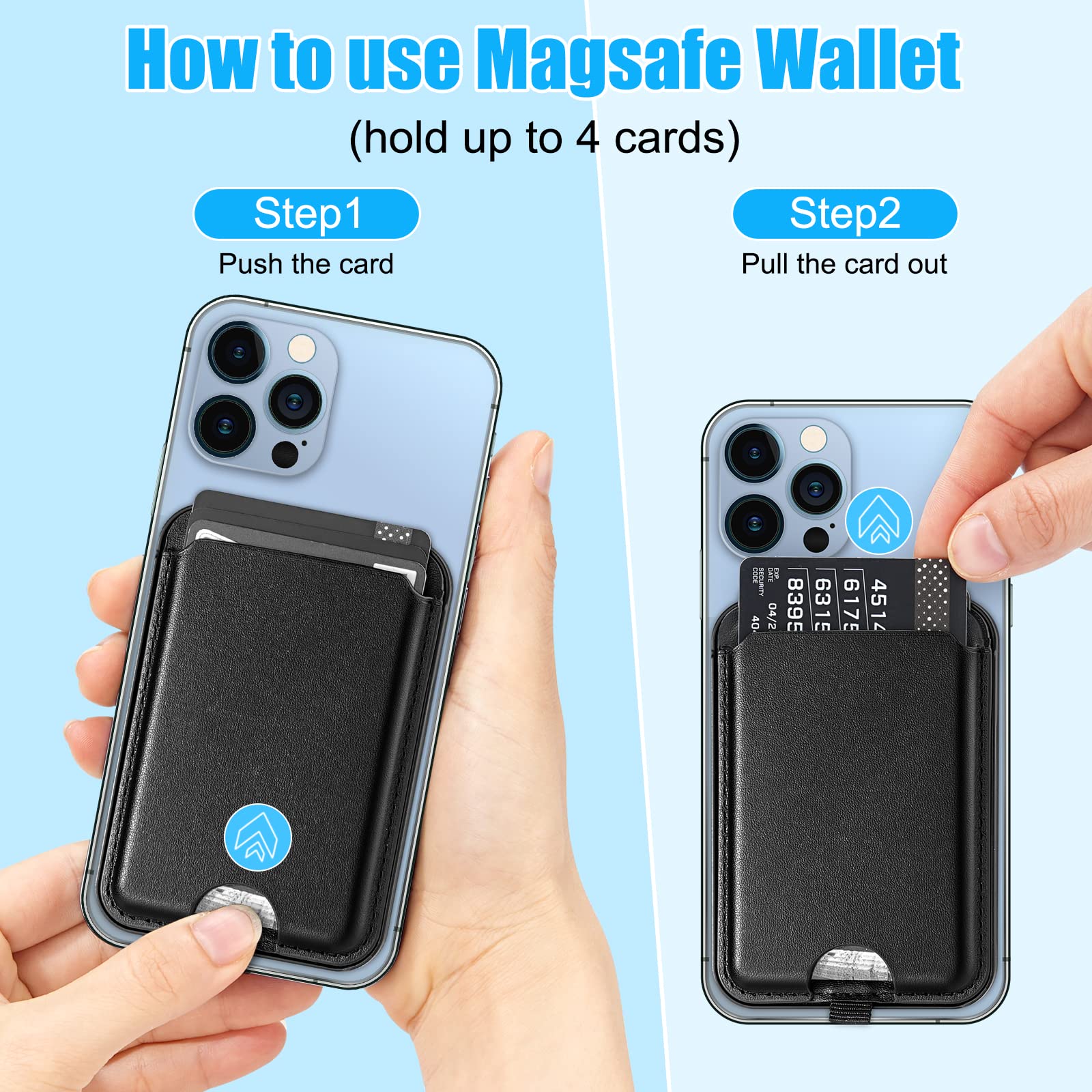 2-in-1 for Magsafe Wallet Stand,Upgraded Magnetic Phone Wallet for Samsung HTC Sony iPhone 16 15 14 13 12 Series,Compatible with Magsafe,3 Card - View 7 of 8
