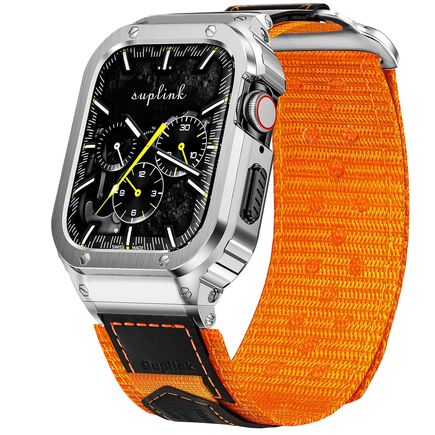 SUPLINK SUPLINK Stainless Steel Case and Nylon Bands for Apple Ultra Watch 49mm Rugged Metal Cover Bumper Sport Strap for iWatch Series Black - View 8 of 9